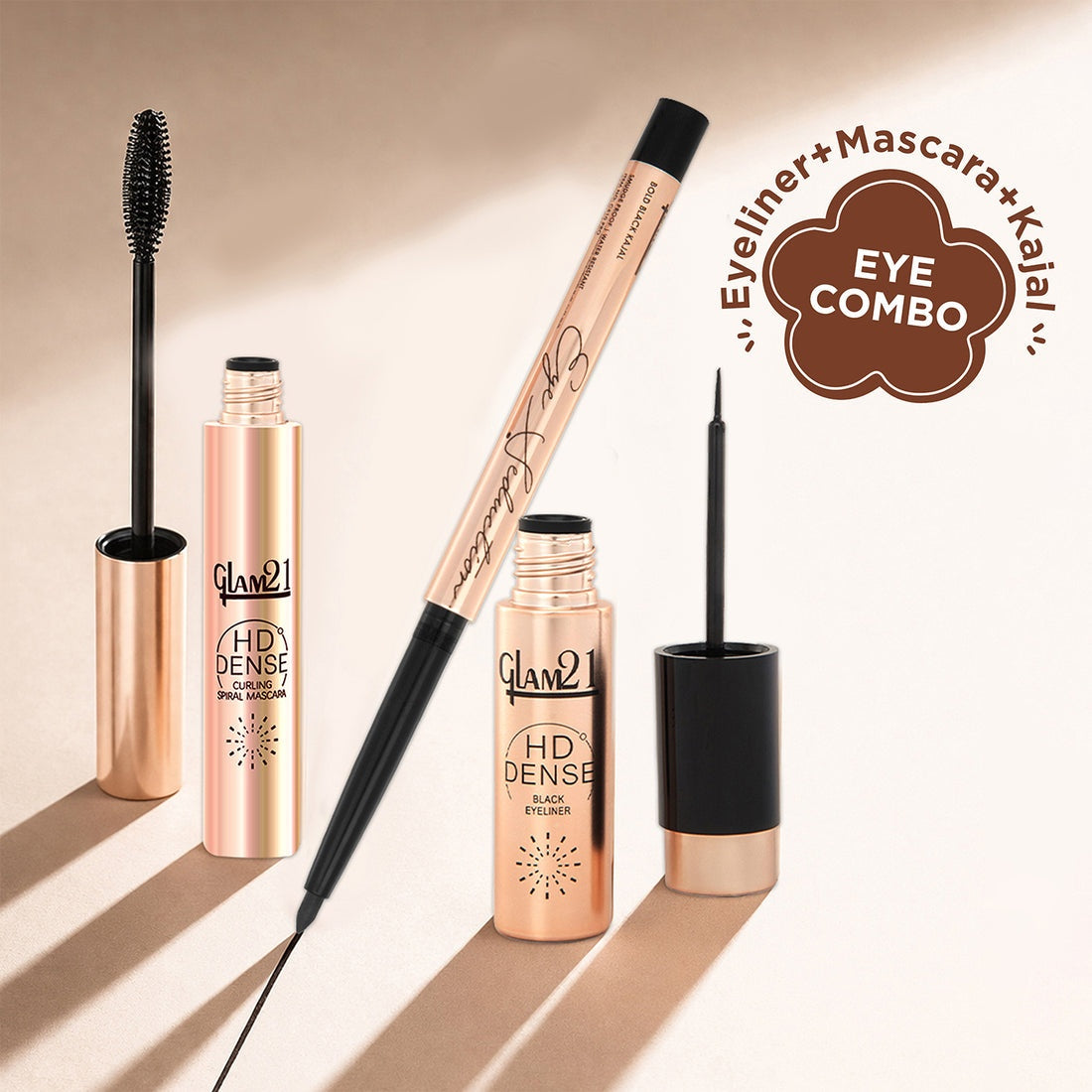 Glam21 Eye Makeup Trio (Mascara + Eyeliner + Kajal)