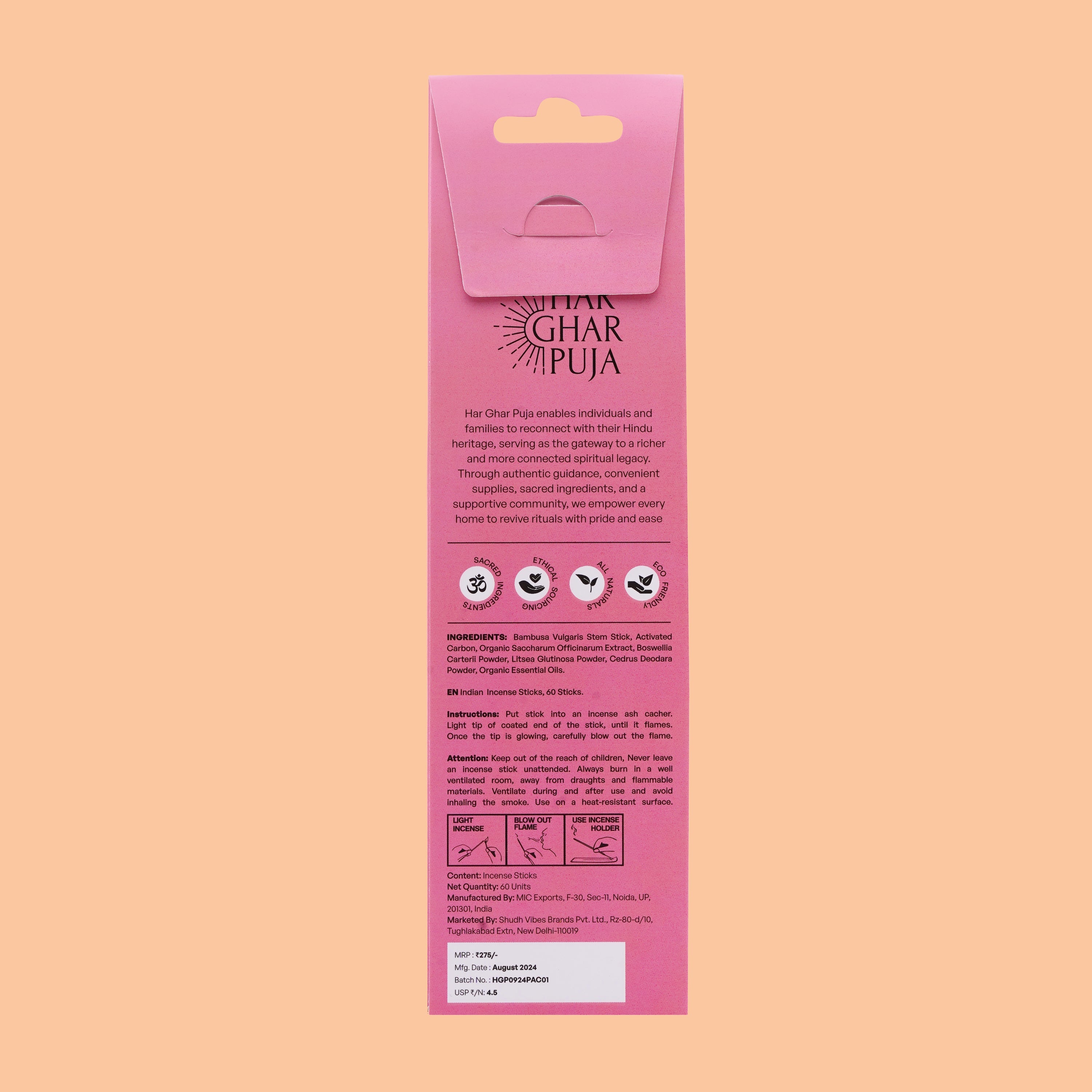 Har Ghar Puja Ayodhya Rose Incense Sticks (Set of 2)