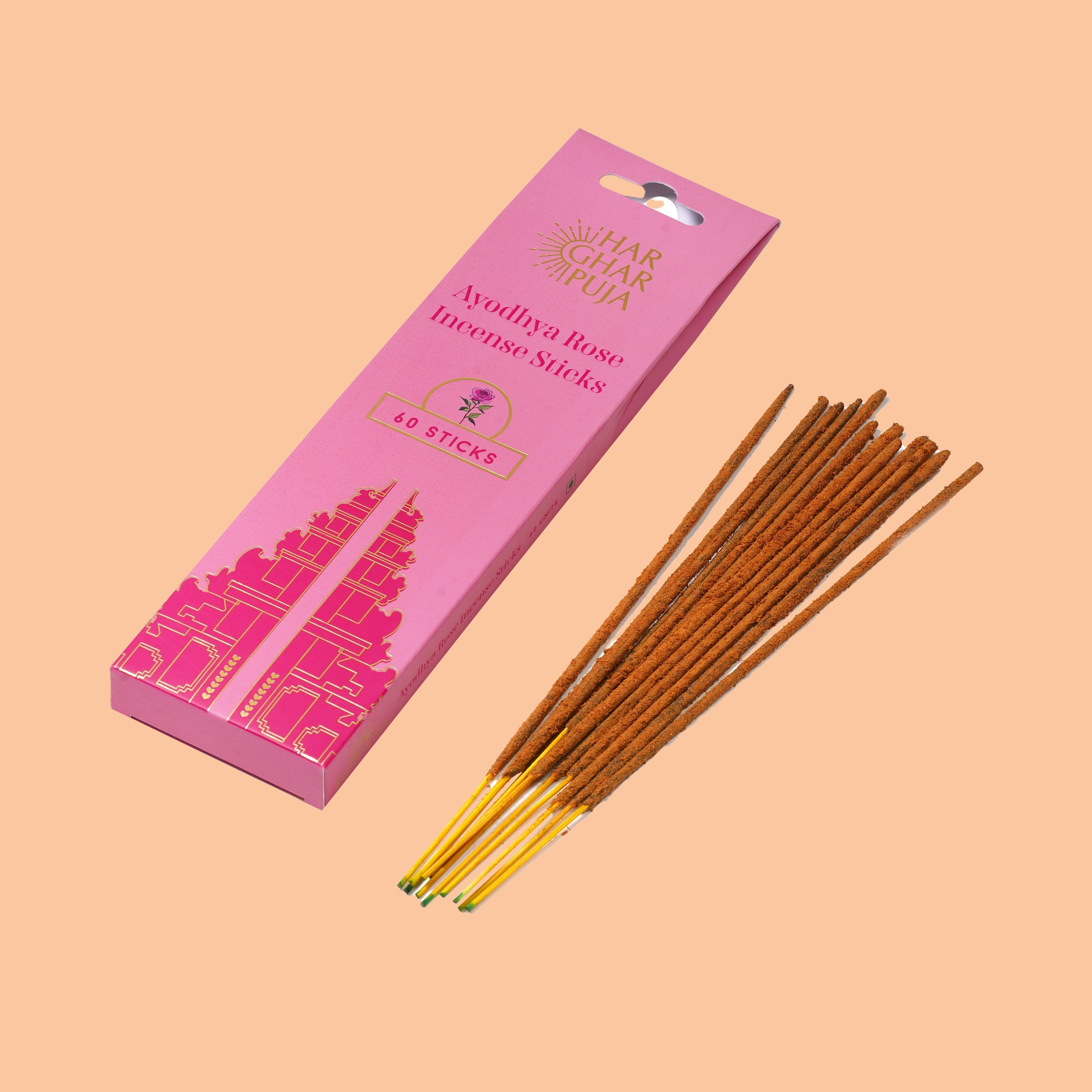 Har Ghar Puja Ayodhya Rose Incense Sticks (Set of 3)