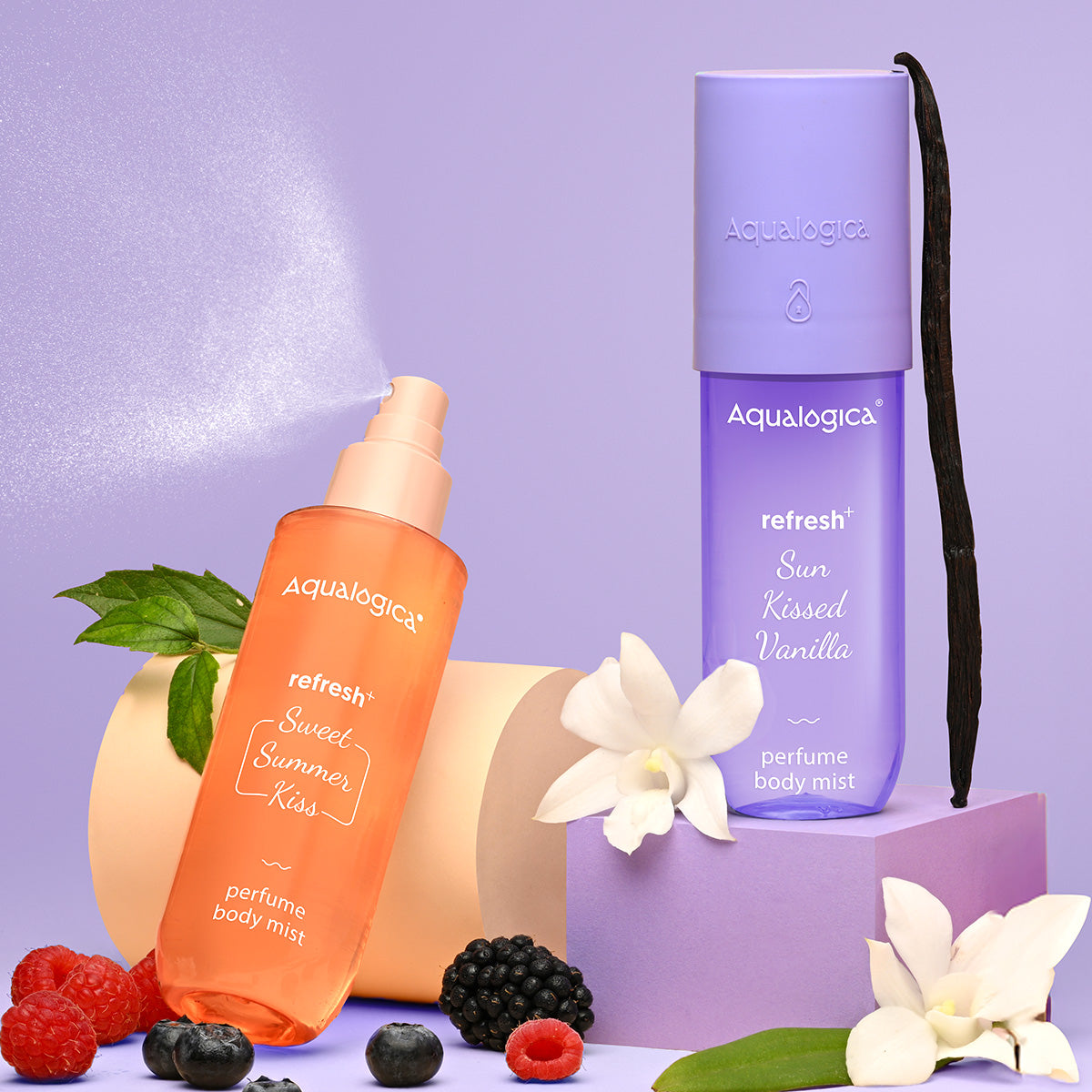 Aqualogica Refresh+ Sweet Vanilla & Sensual Strawberry Body Mist Duo