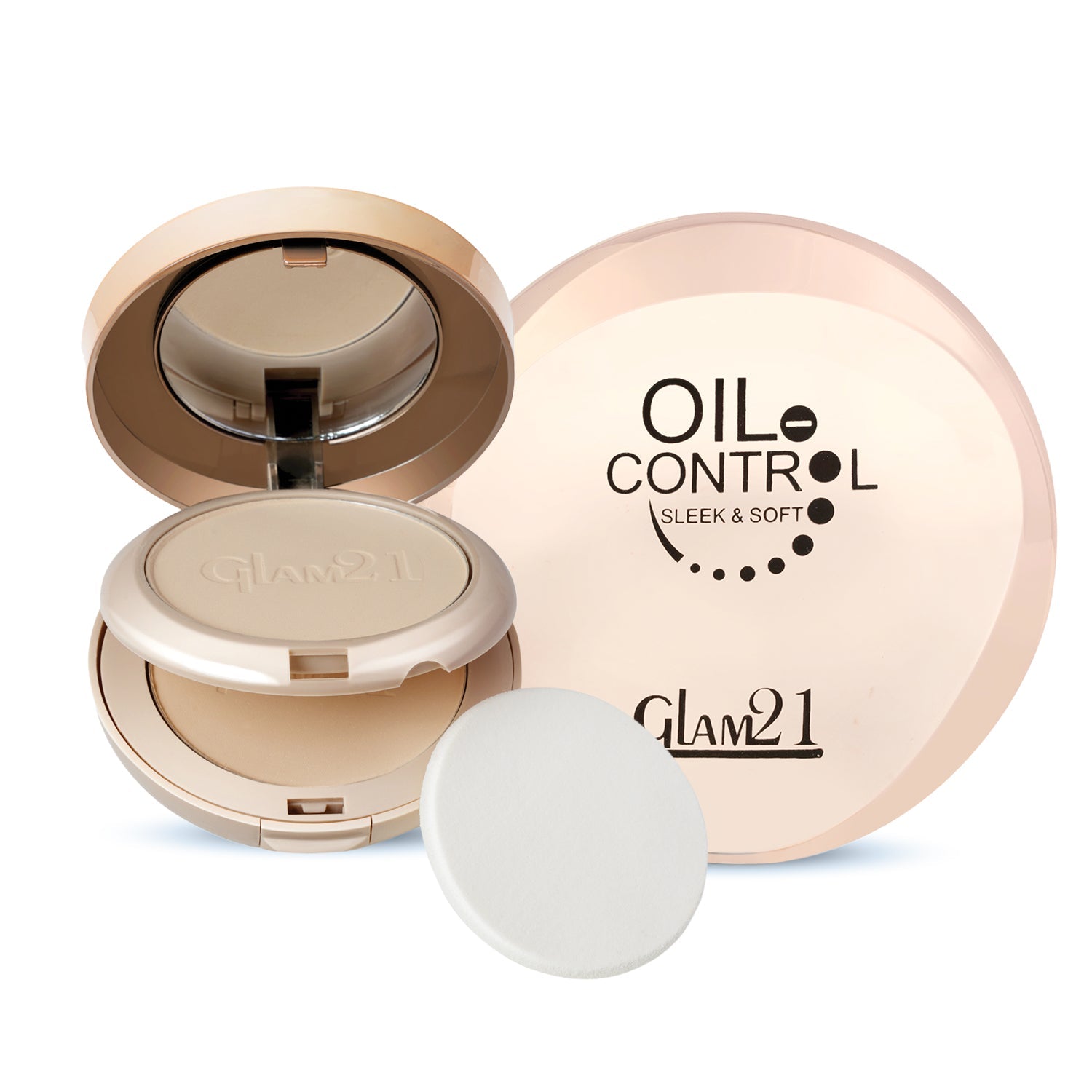 Glam21 Oil Control Sleek & Soft 2-in-1 Compact Powder - Golden Sand