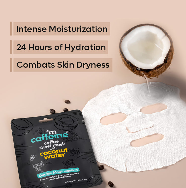 Coconut Water Coffee Sheet Mask for Double Moisturization - 20g each