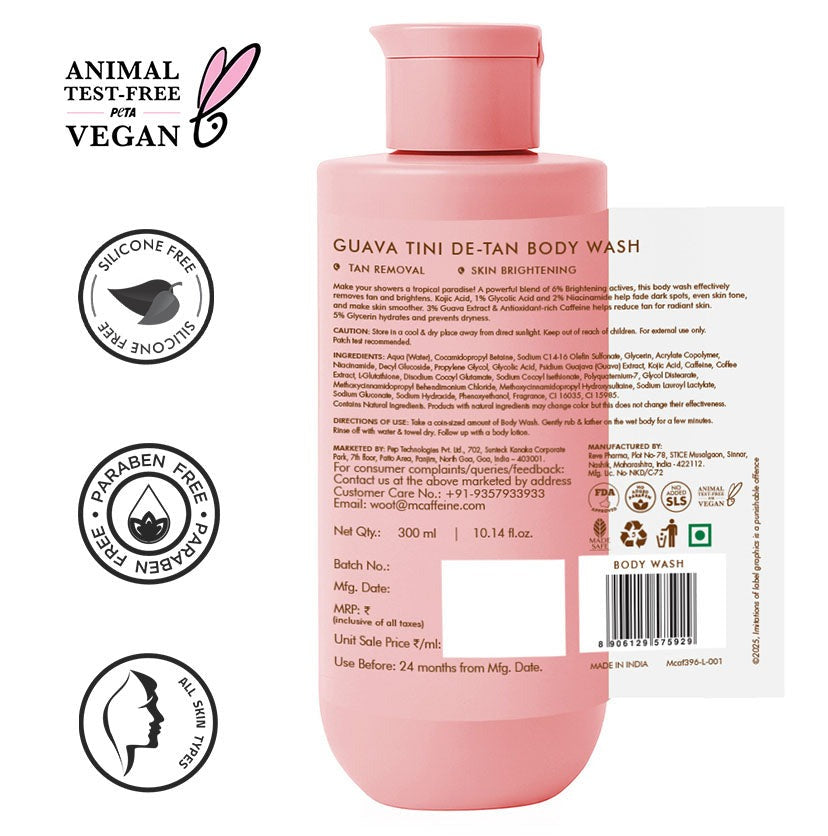 mCaffeine Guava Tini De-Tan Body Wash - 300ml