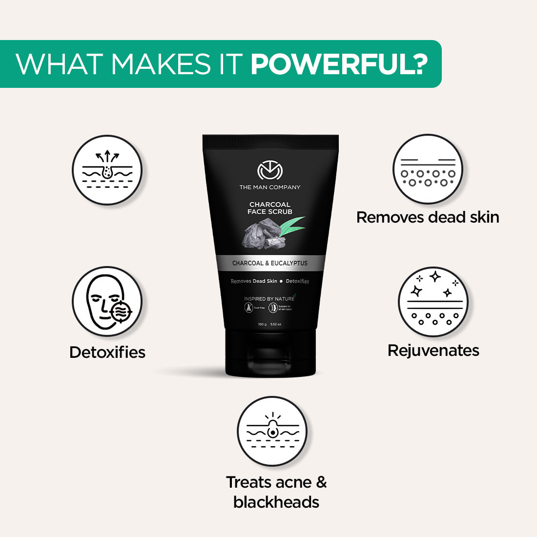 The Man Company Charcoal Face Scrub - 100g