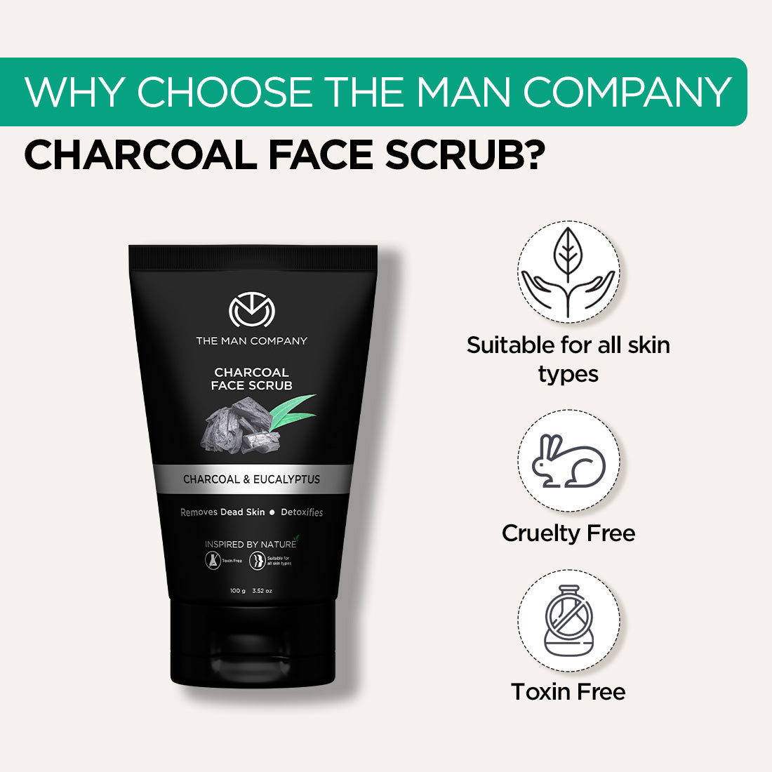 The Man Company Charcoal Face Scrub - 100g