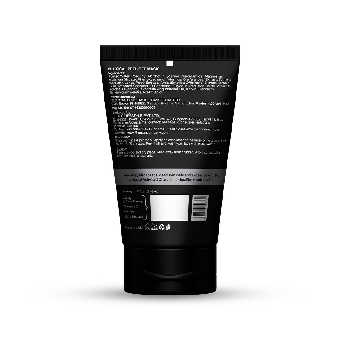The Man Company Charcoal Peel Off Mask - 100g