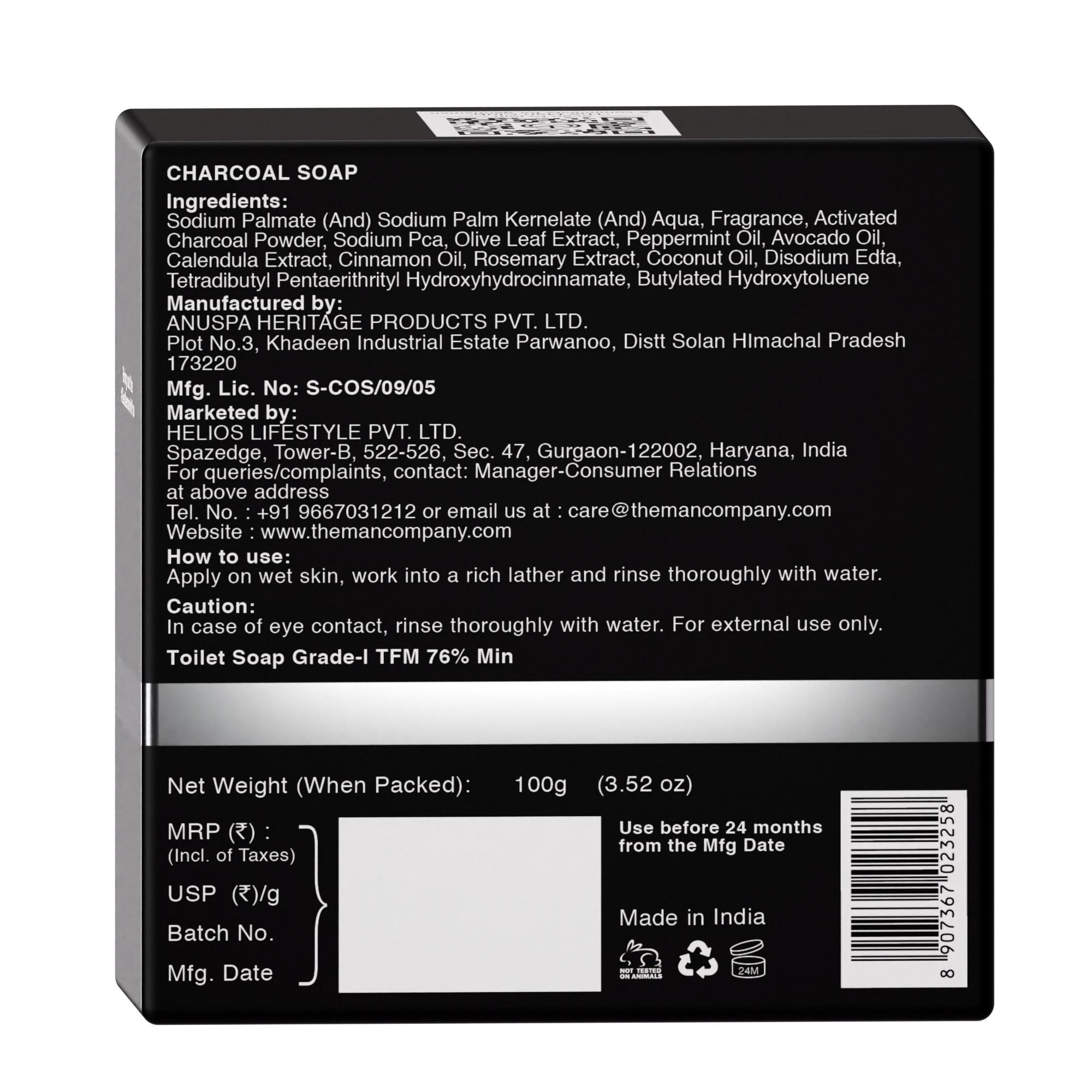 The Man Company Charcoal Soap - 100g