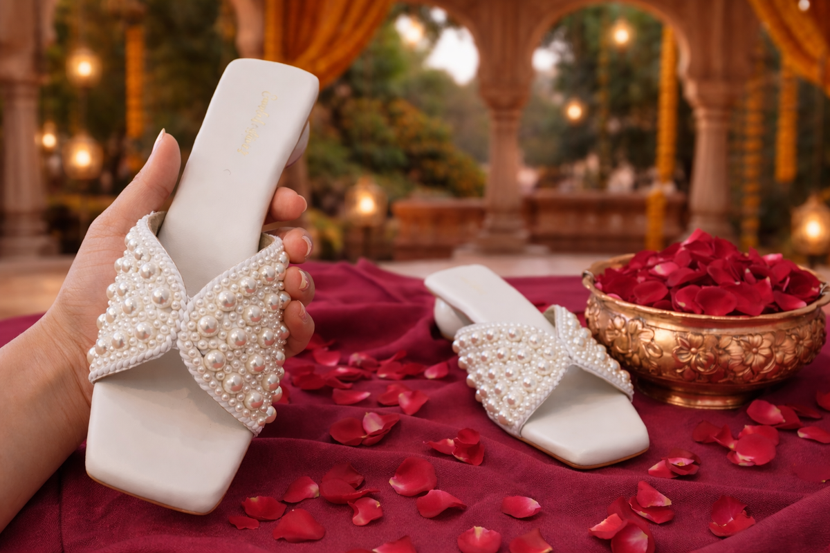 Sandal Stories Aarohi Pearl Luxe Heels - 1.5 Inches