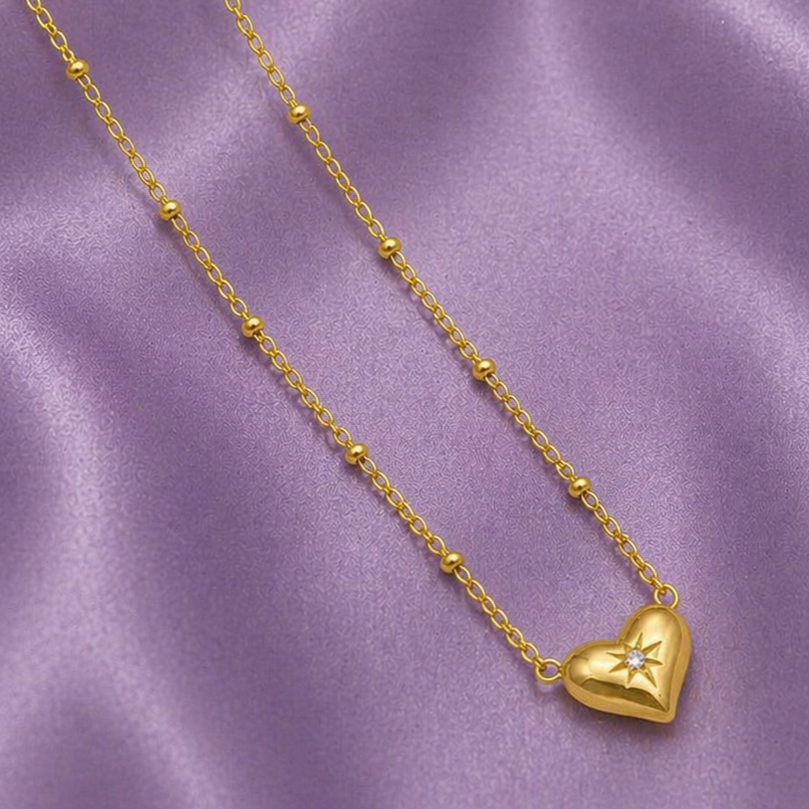 Salty Starlit Heart Necklace