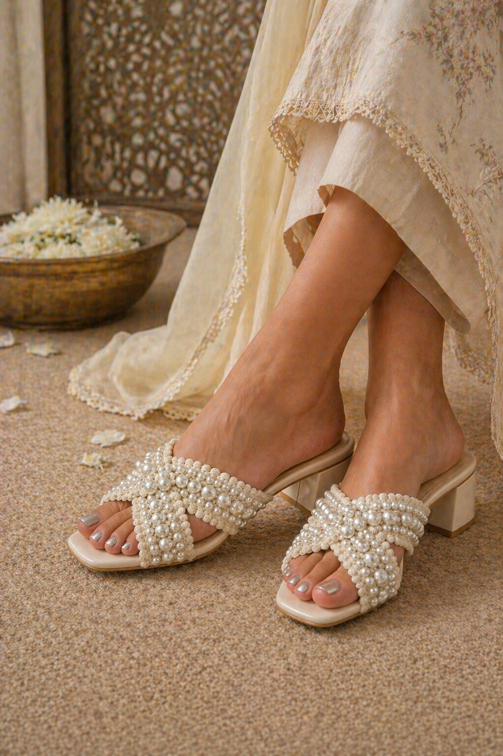 Sandal Stories Pearl Bloom Heels - 2 Inches