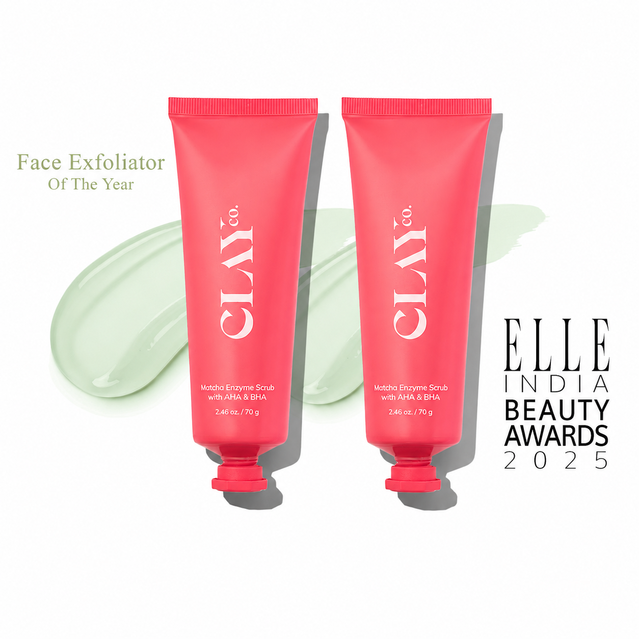 ClayCo Matcha Enzyme Scrub with AHA & BHA - Set of 2 x 70g