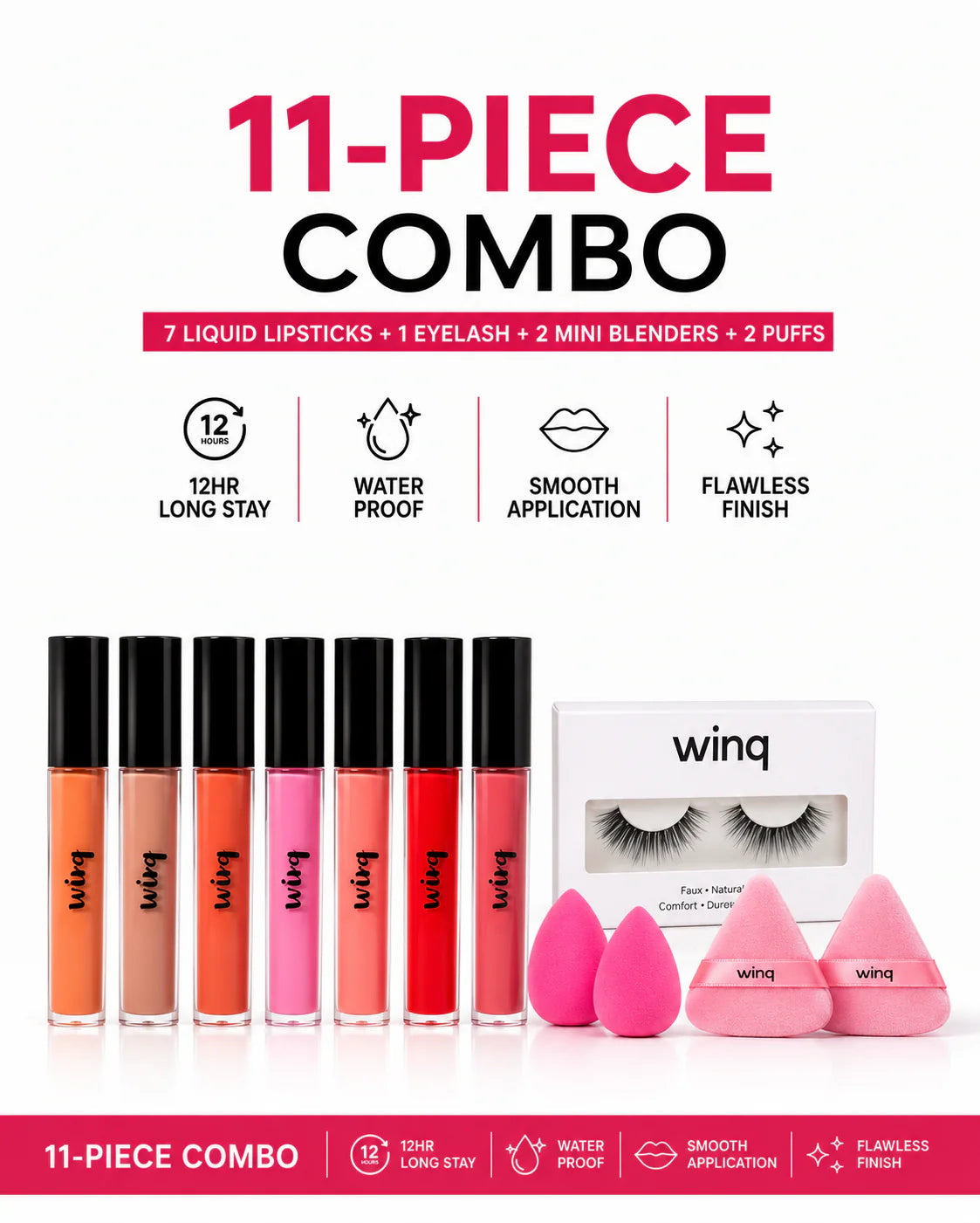 Winq Cosmetics 11 pcs in ₹999 Combo + Free Gifts