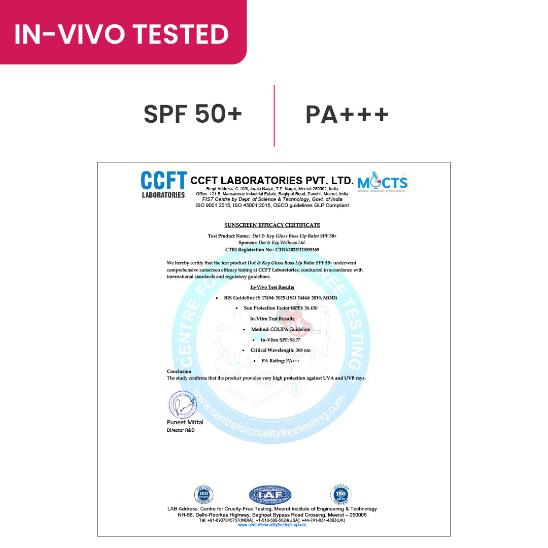 Dot & Key Vitamin C + E Gloss Boss Lip Balm In-Vivo Tested SPF 50+ PA+++ - Cherry Pop Medium Tinted