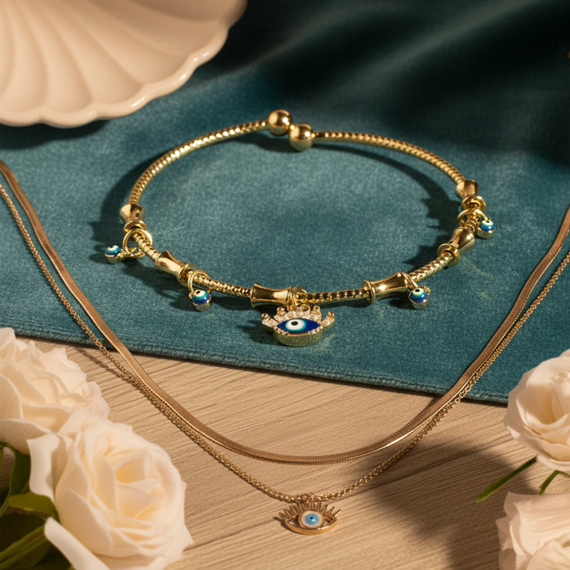 Salty Evil Eye Bracelet and Necklace Set