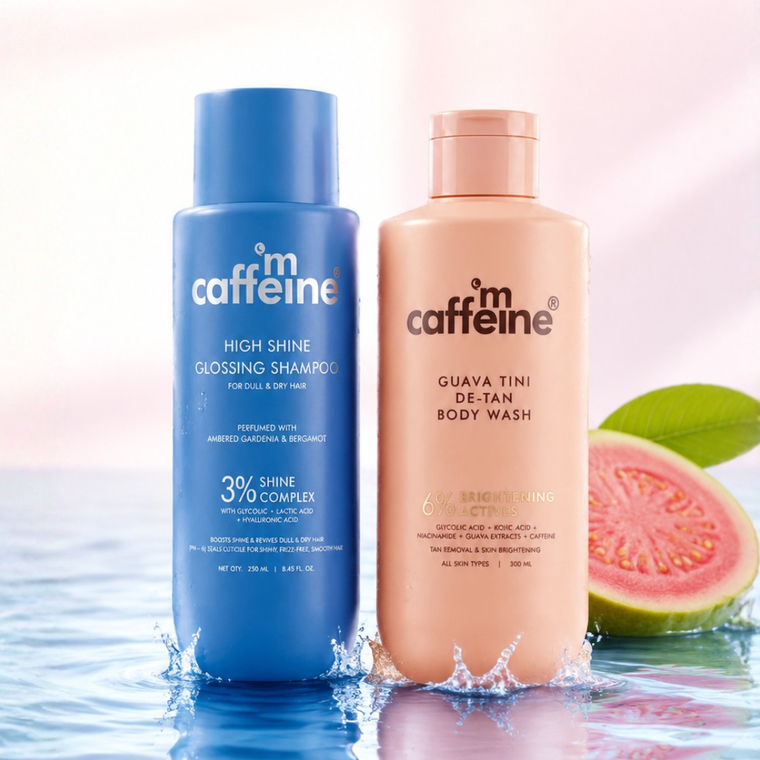 mCaffeine Glossy Hair Shampoo + De-Tan Body Wash (combo)