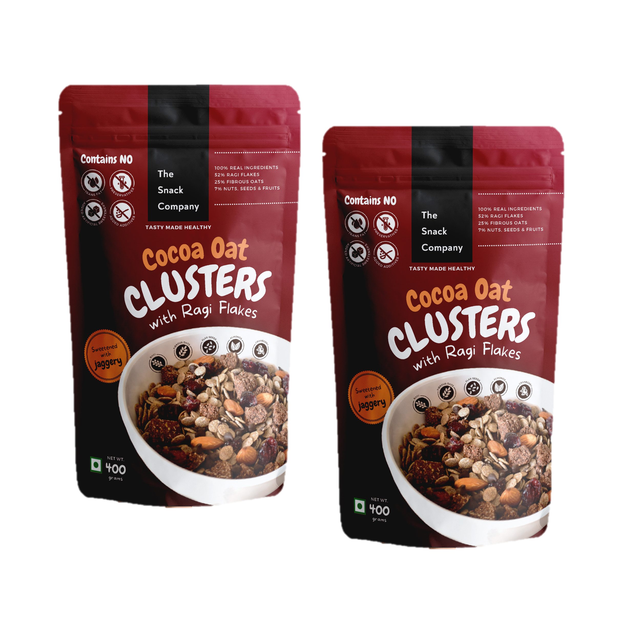The Snack Company Cocoa Oat Clusters with Ragi Flakes