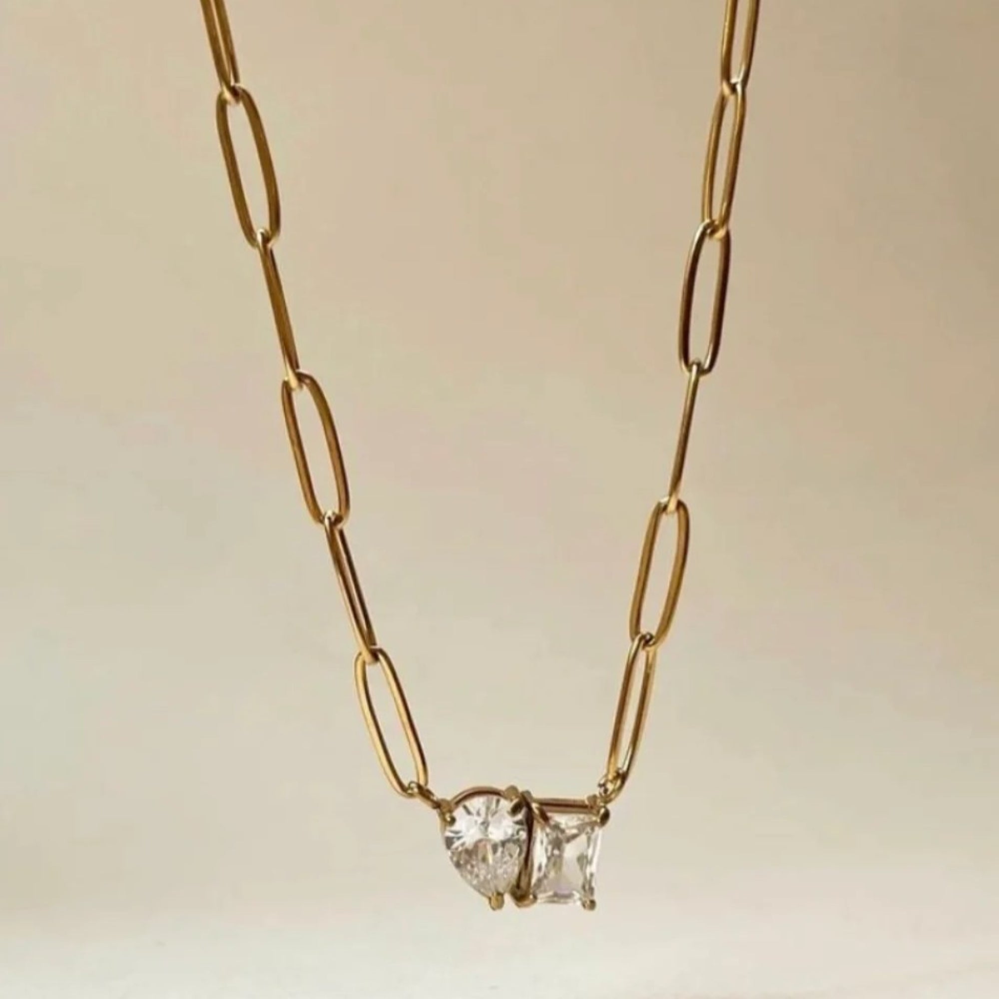 Salty Twin Spark Paperclip Necklace