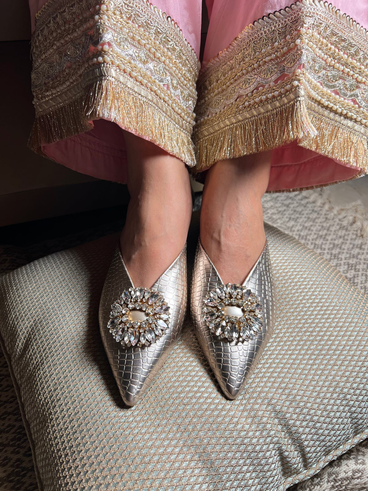 Sandal Stories Crystal Luxe Silver Mules