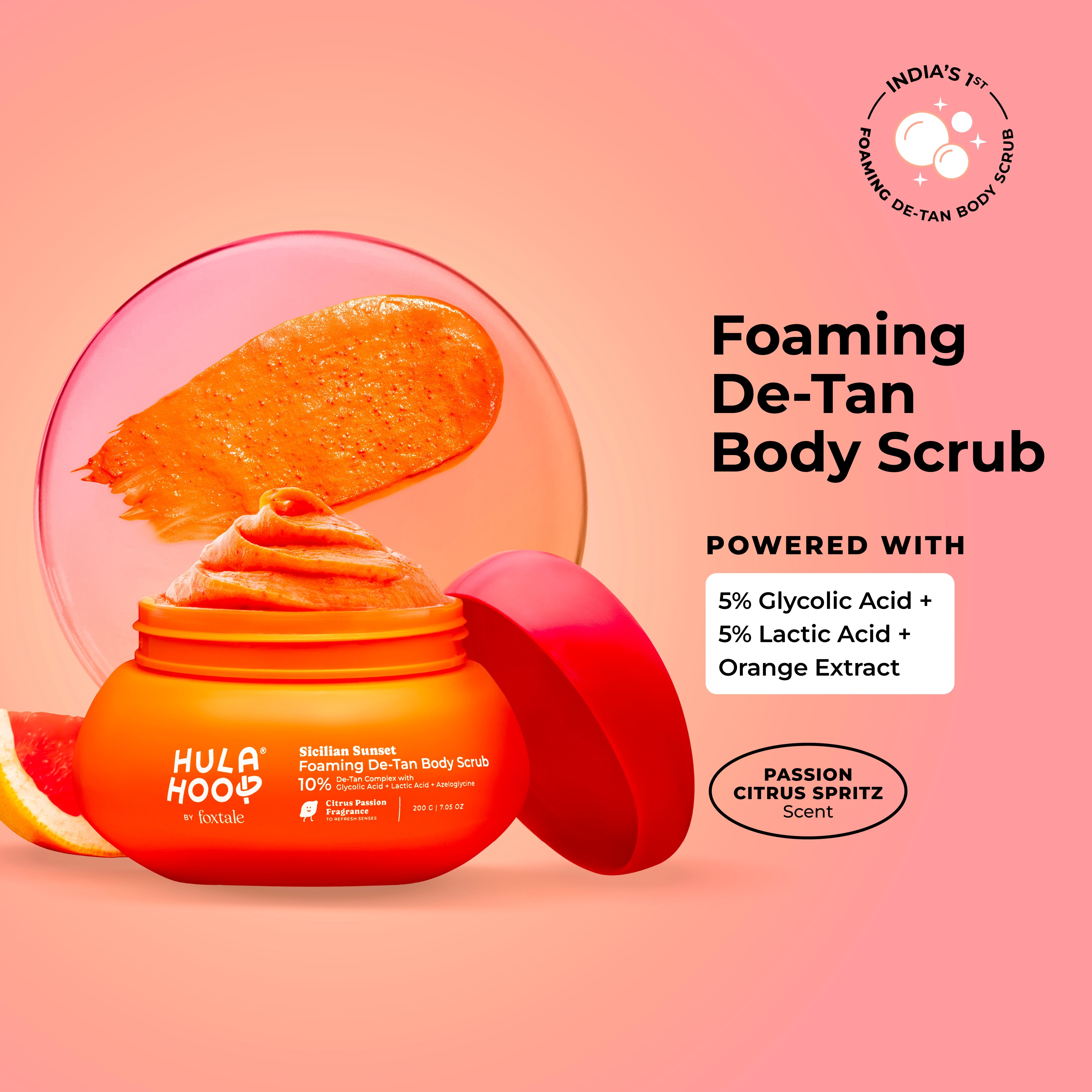Foxtale Hula Hoop Foaming De-Tan Body Scrub - 200g