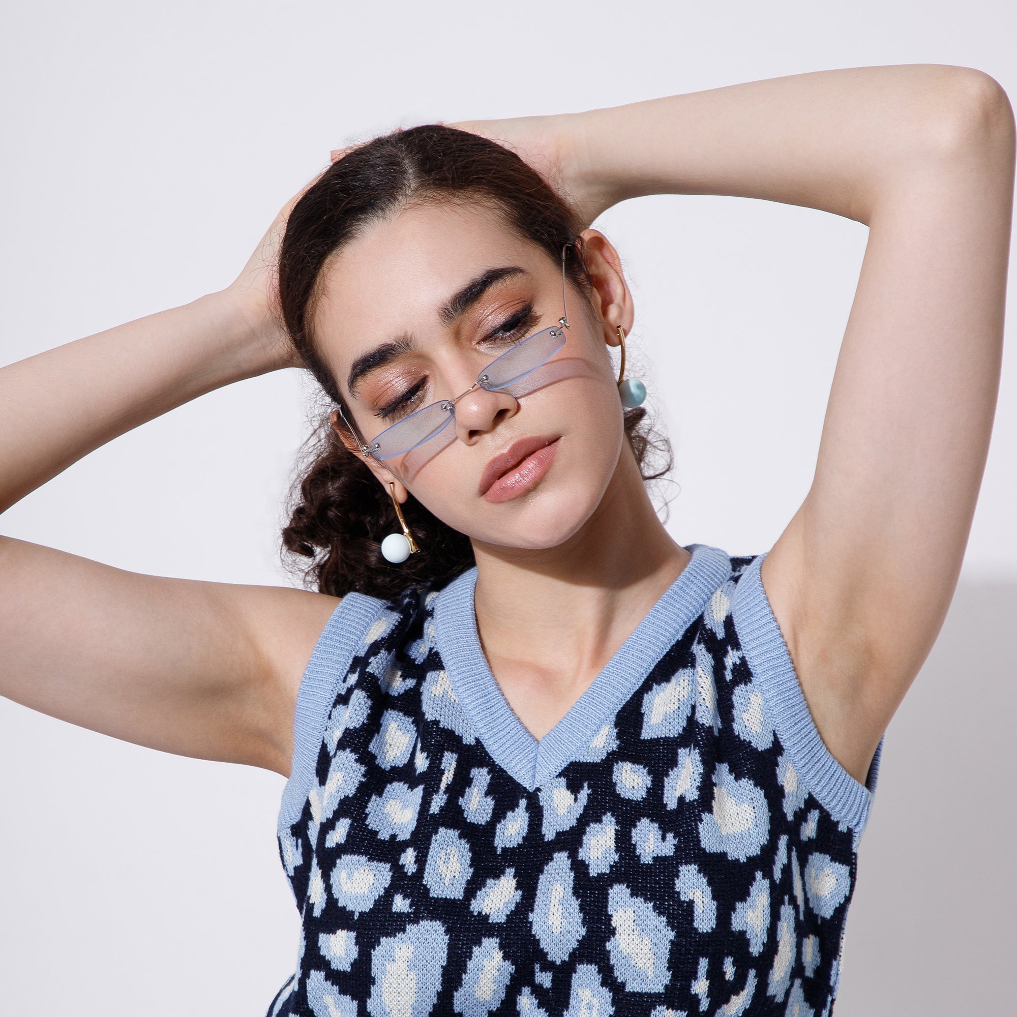 Salty Runway Blue Hue Sunglasses and Earrings Combo