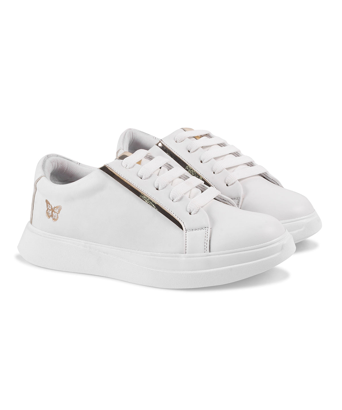 JM Looks Metallic Sneakers for Women | Lace-Up Chunky Sole