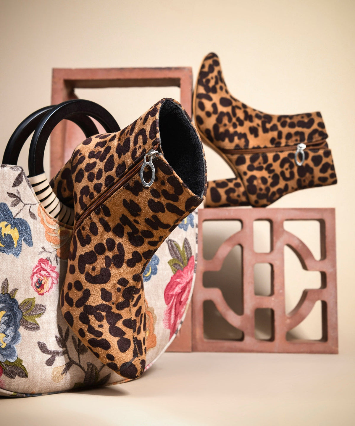 JM Looks Women Block Heel Ankle Boots with Zipper Pointed Toe