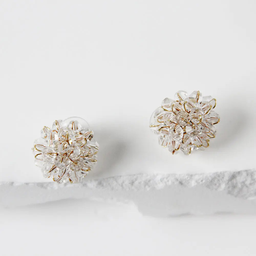 Salty Dahlia Crystal Flower Stud Earrings