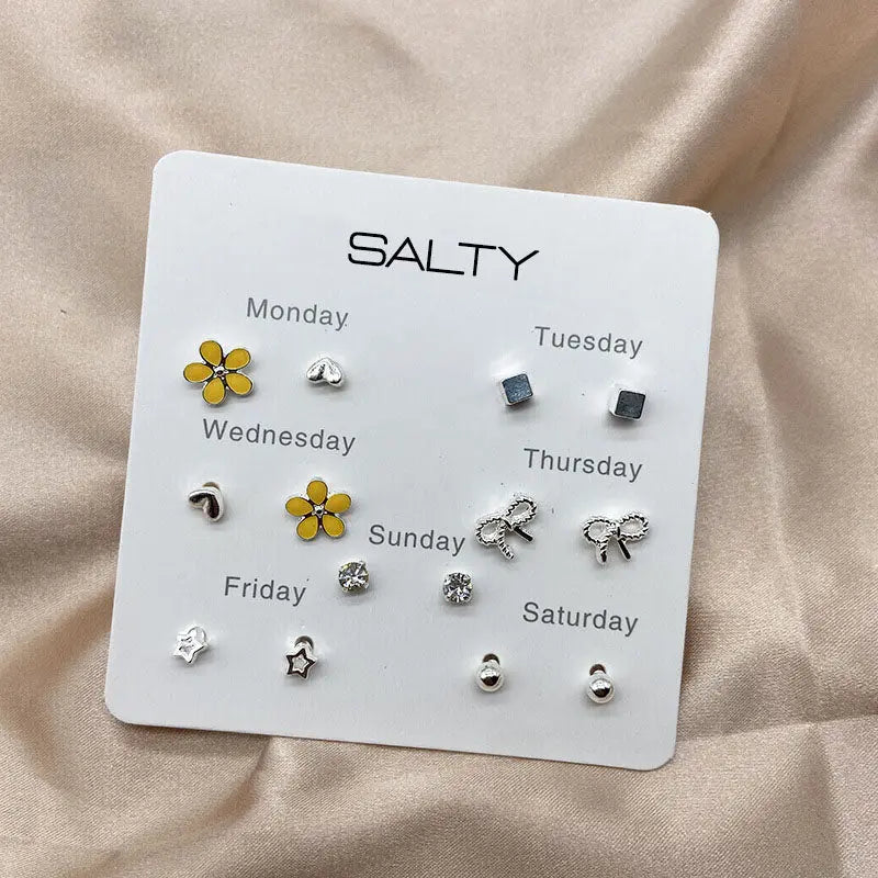 Salty "Daisy" Weekly 7 Stud Earrings Set