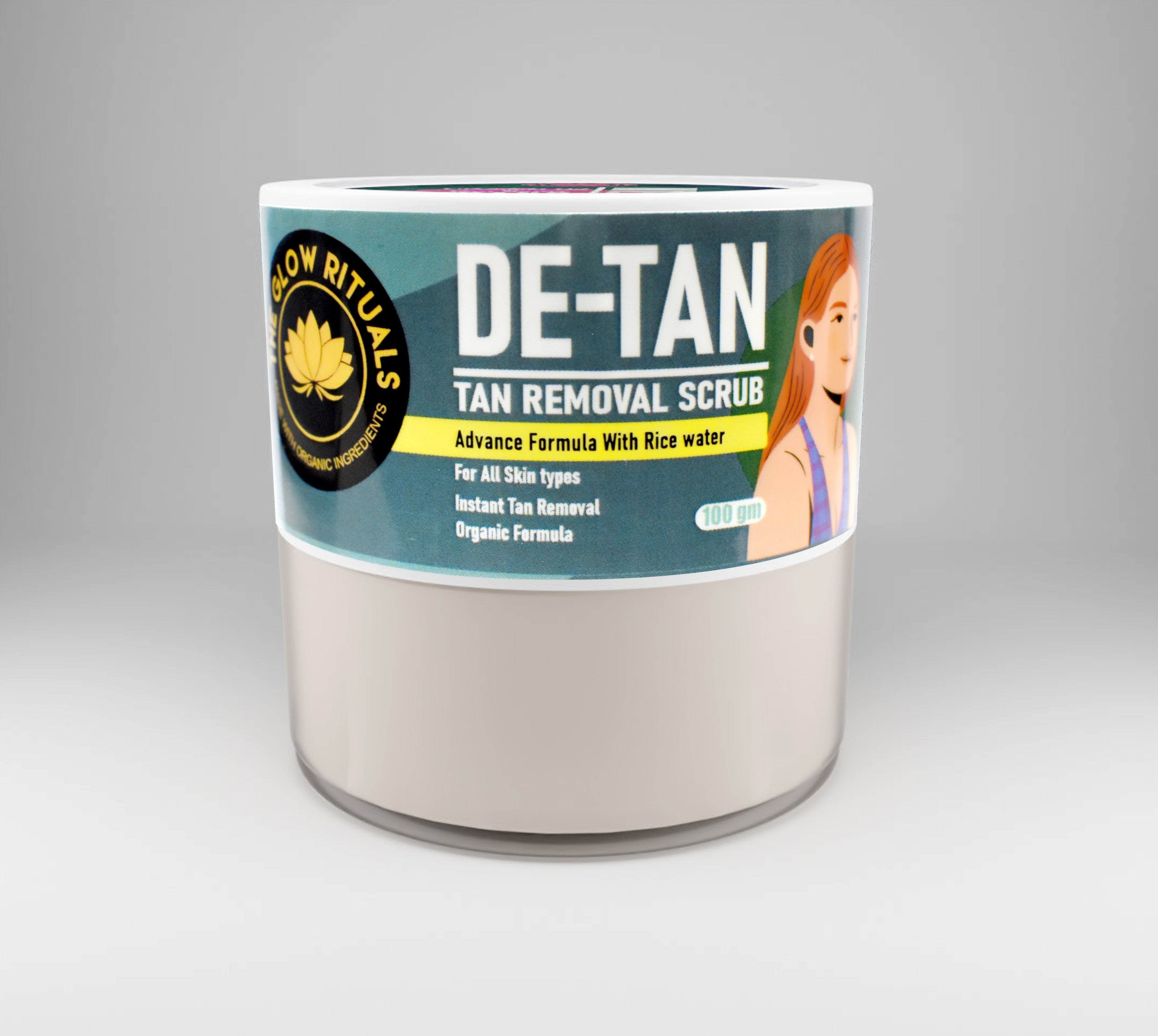 The glow rituals Brightening & Lightening Detan Scrub - 100g