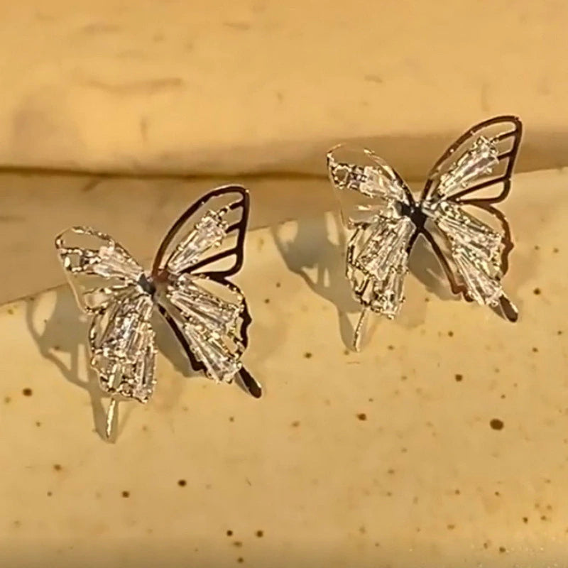 Salty Diamond Butterfly Stud Earrings