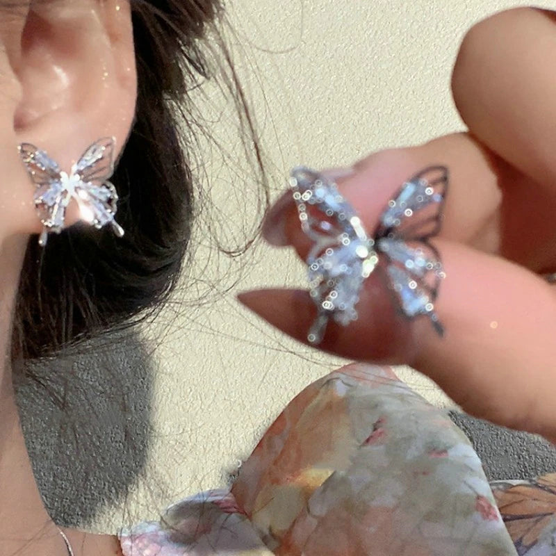 Salty Diamond Butterfly Stud Earrings