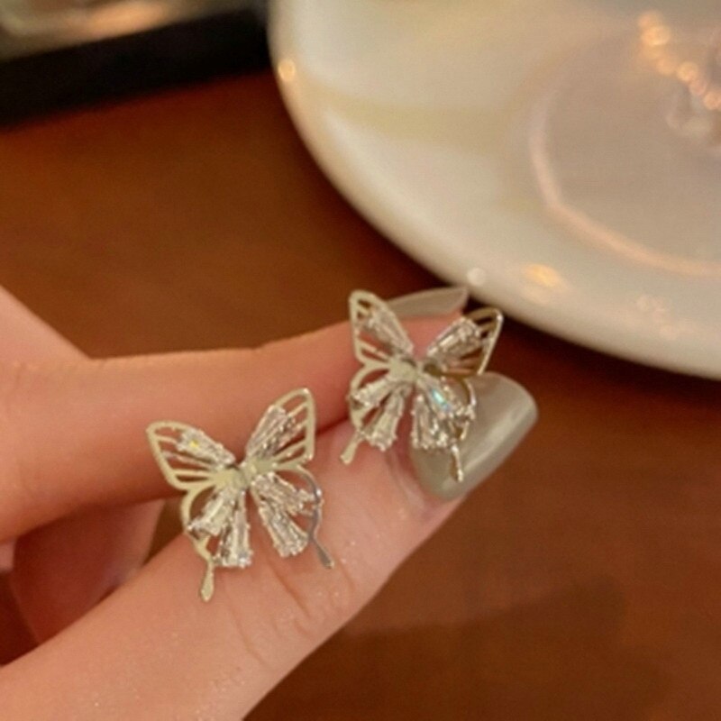 Salty Diamond Butterfly Stud Earrings