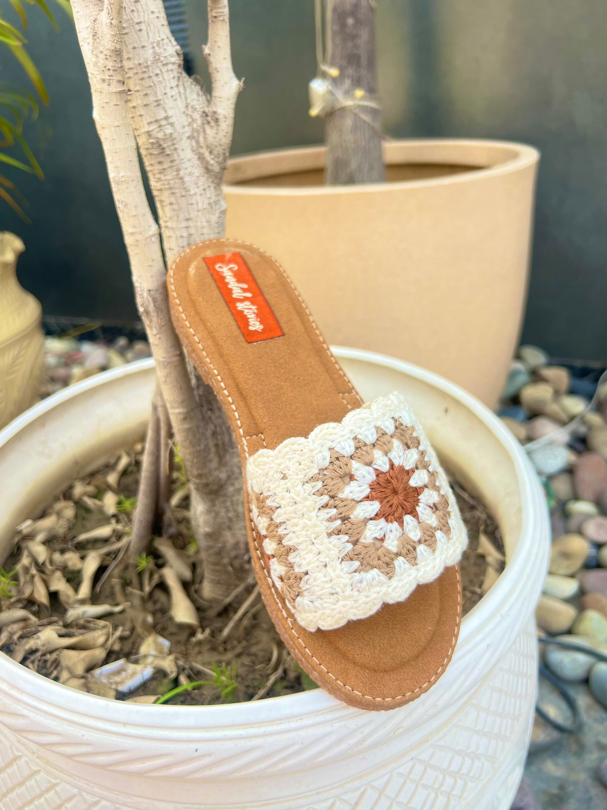 Sandal Stories Noor Crochet Comfort Flats - Sand Beige