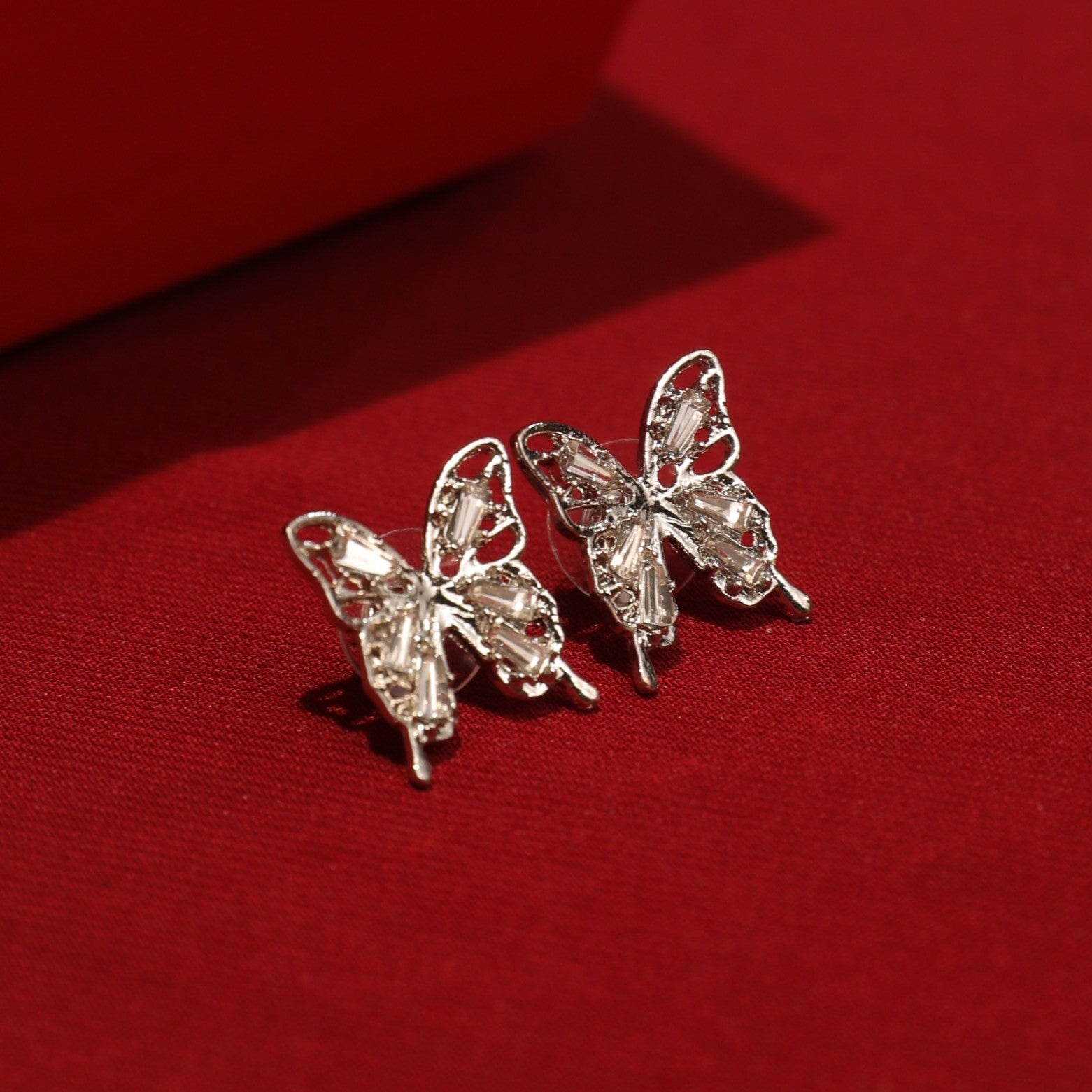 Salty Diamond Butterfly Stud Earrings