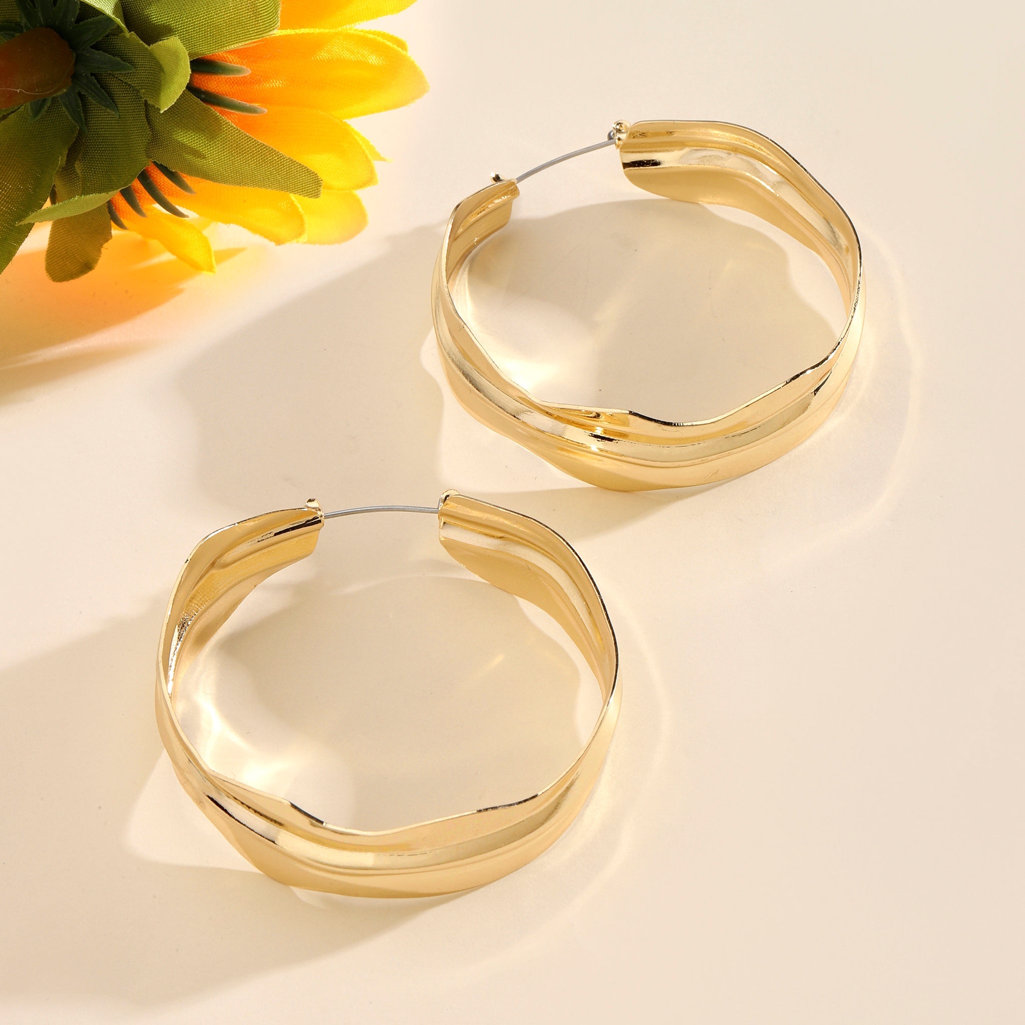 Salty Craggy Big Gold Hoop Earring
