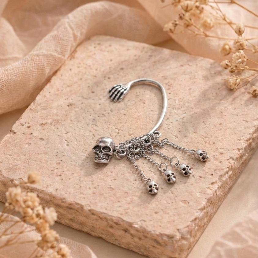 Salty Bone-Chic Skull Cuff (1 side)