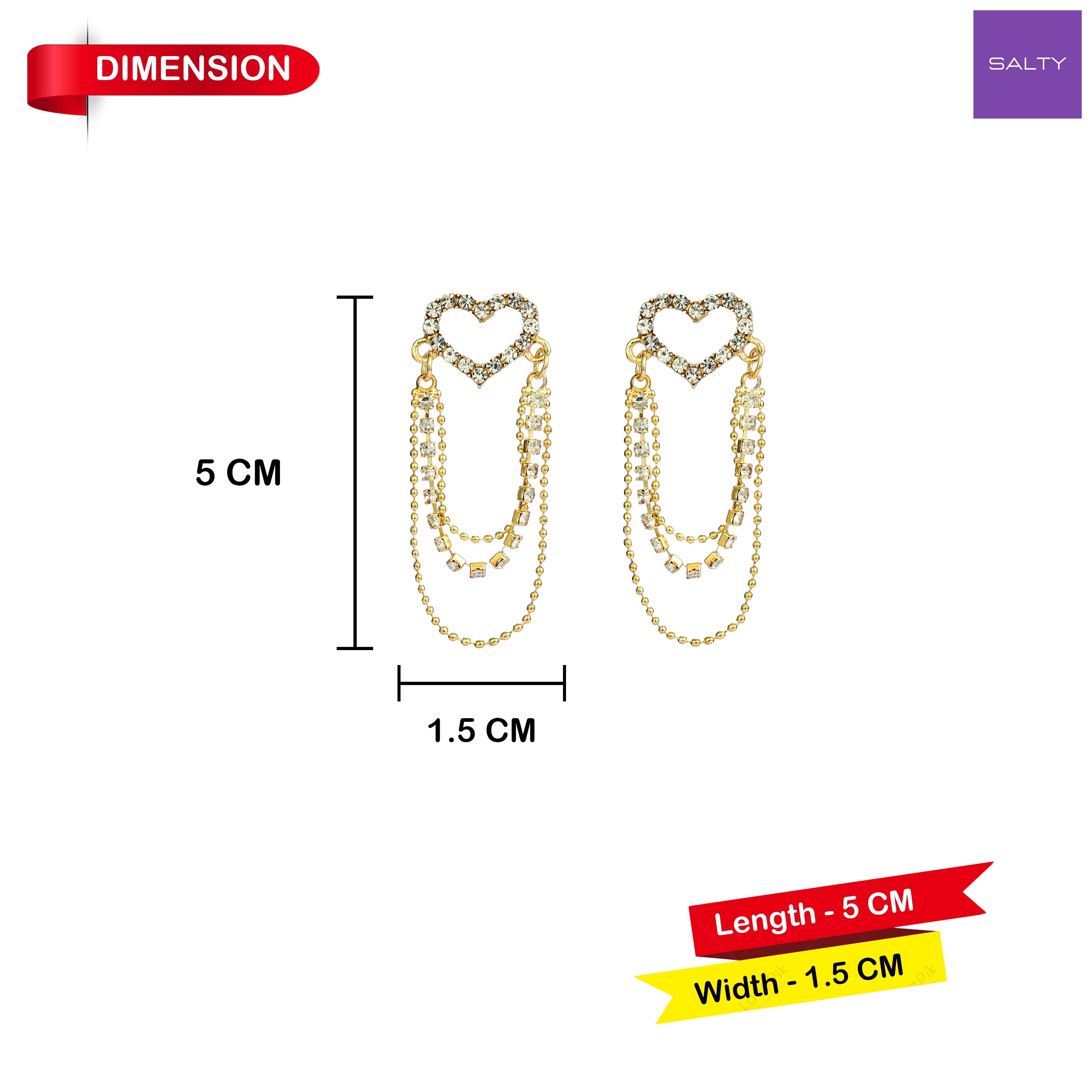 Salty Elegant Heart Chain Earrings