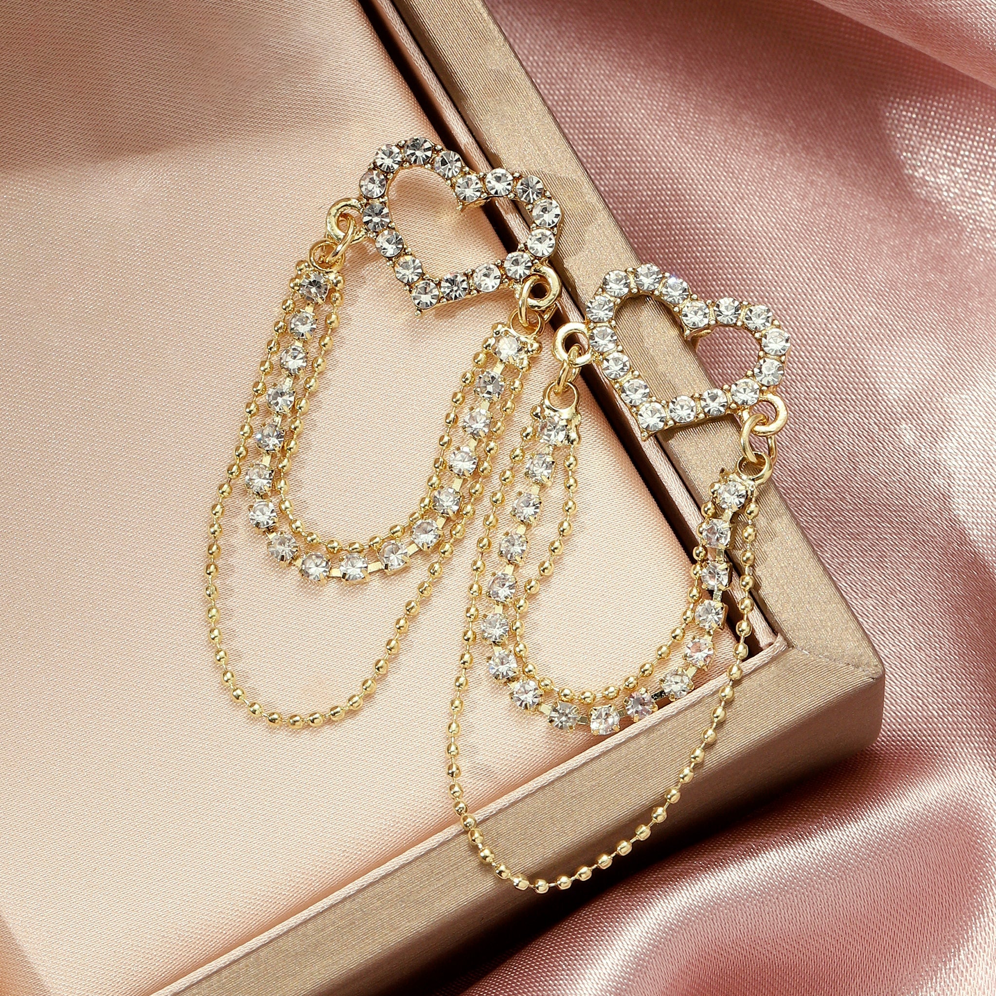 Salty Elegant Heart Chain Earrings