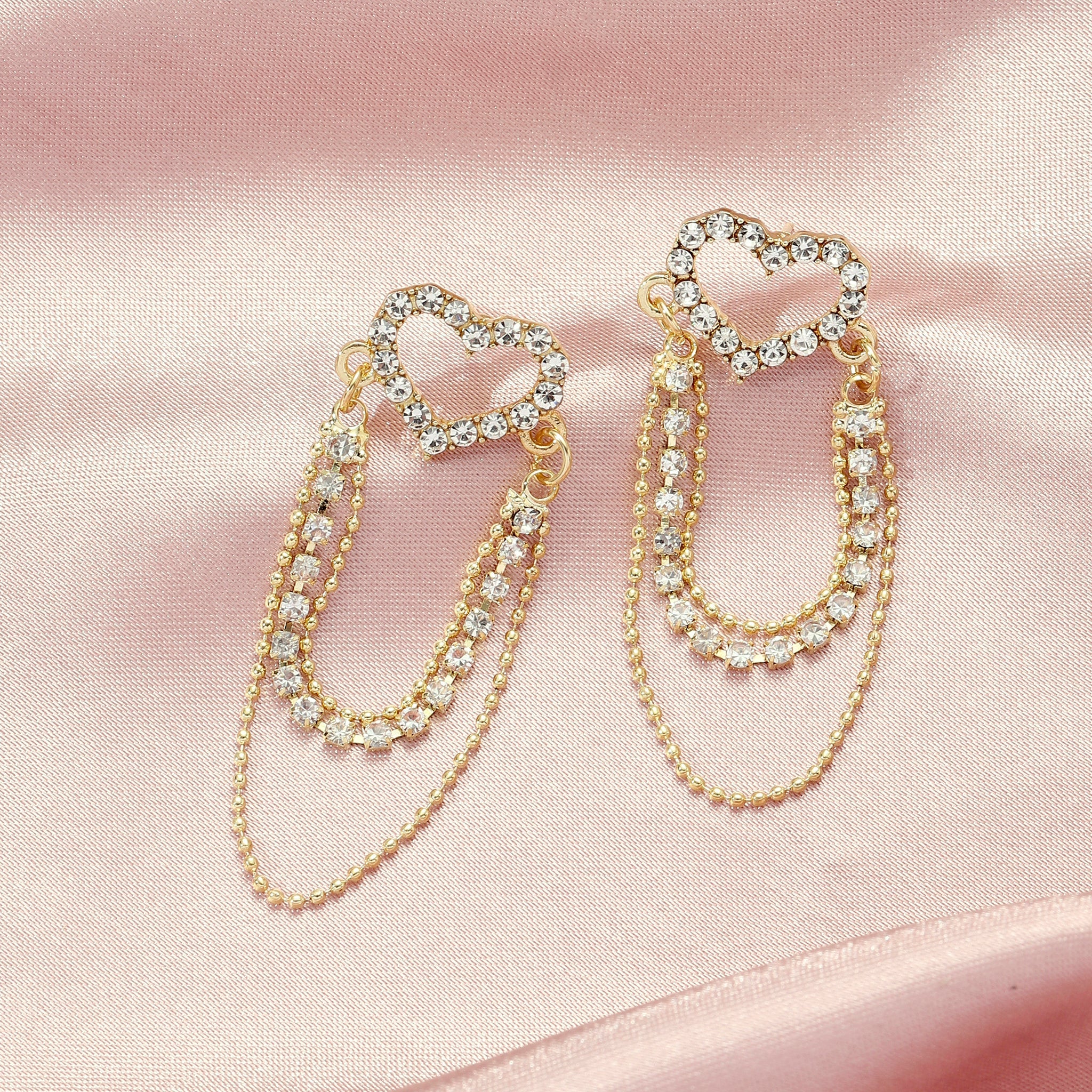 Salty Elegant Heart Chain Earrings