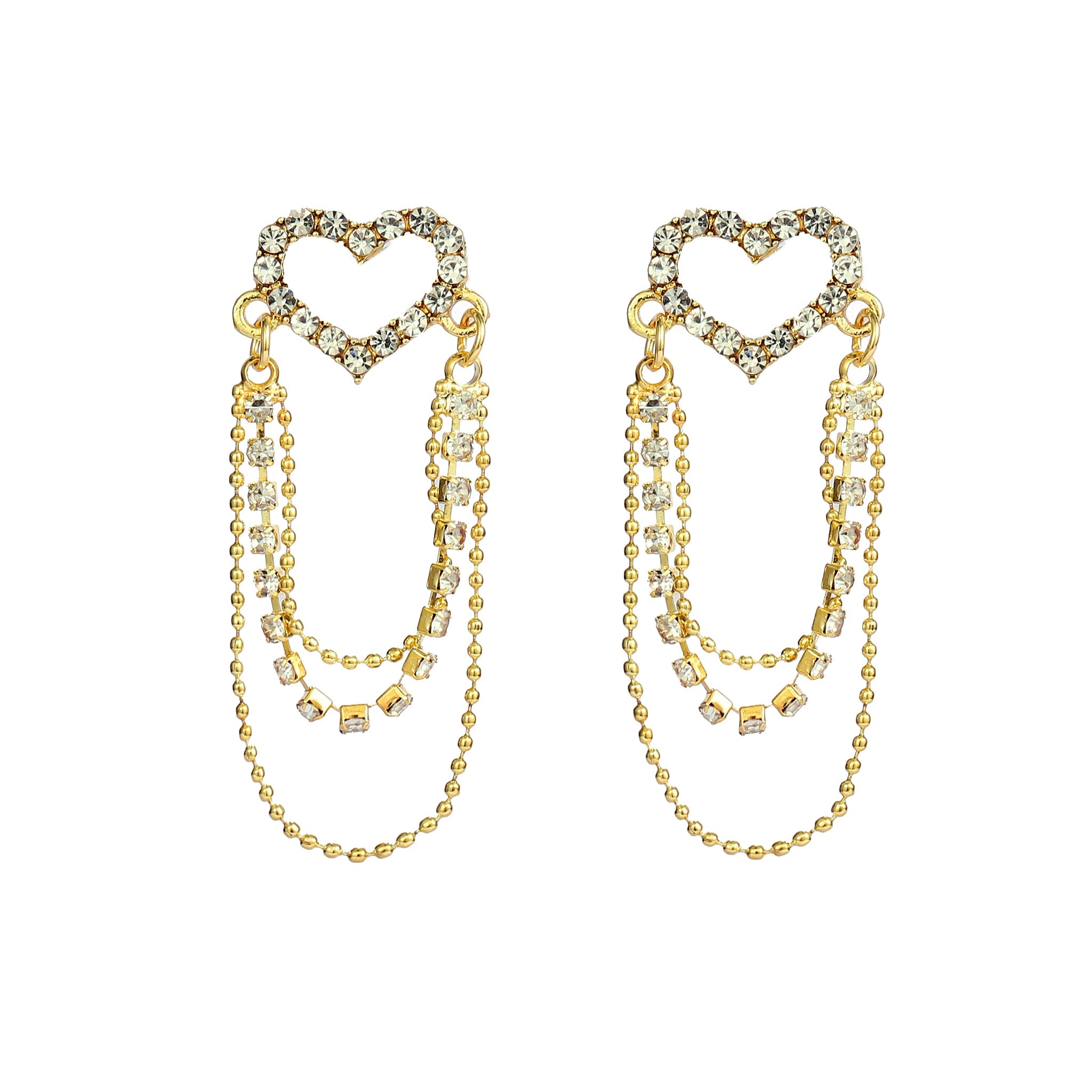 Salty Elegant Heart Chain Earrings