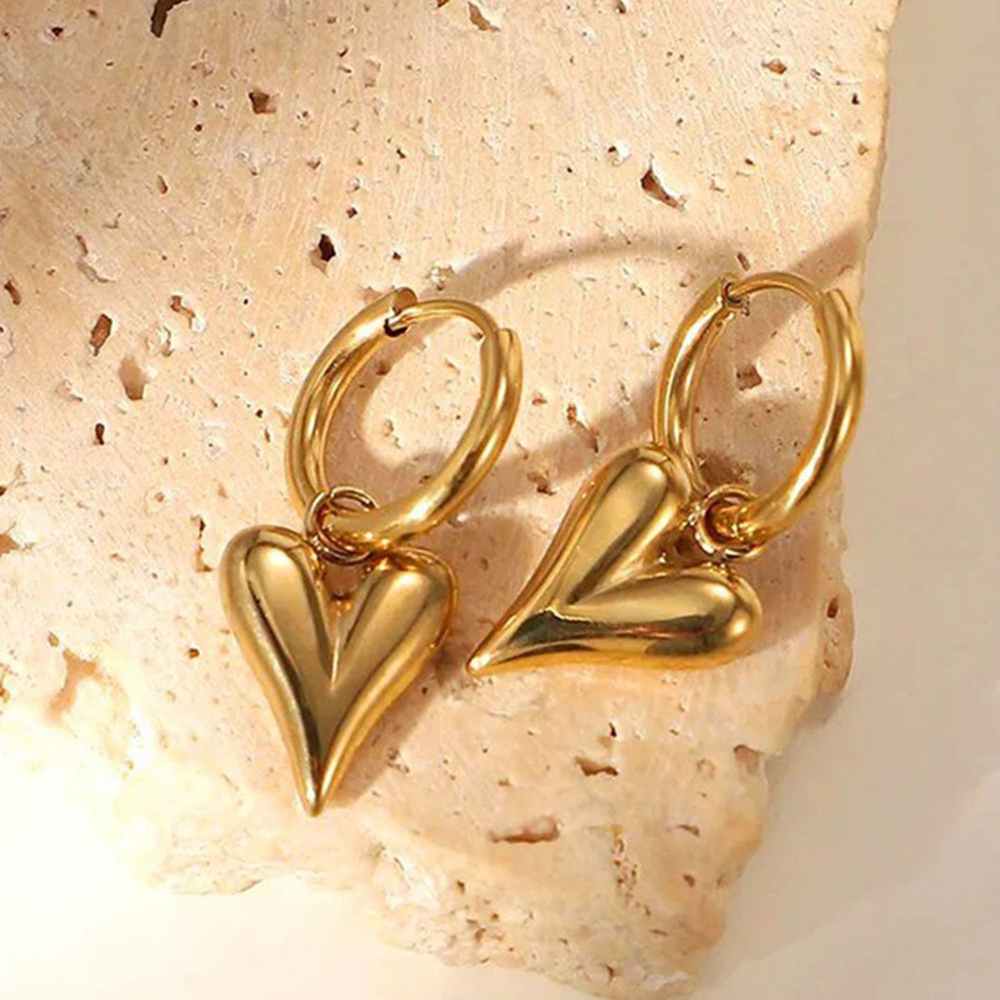 Salty Golden Heart Hoop Earrings