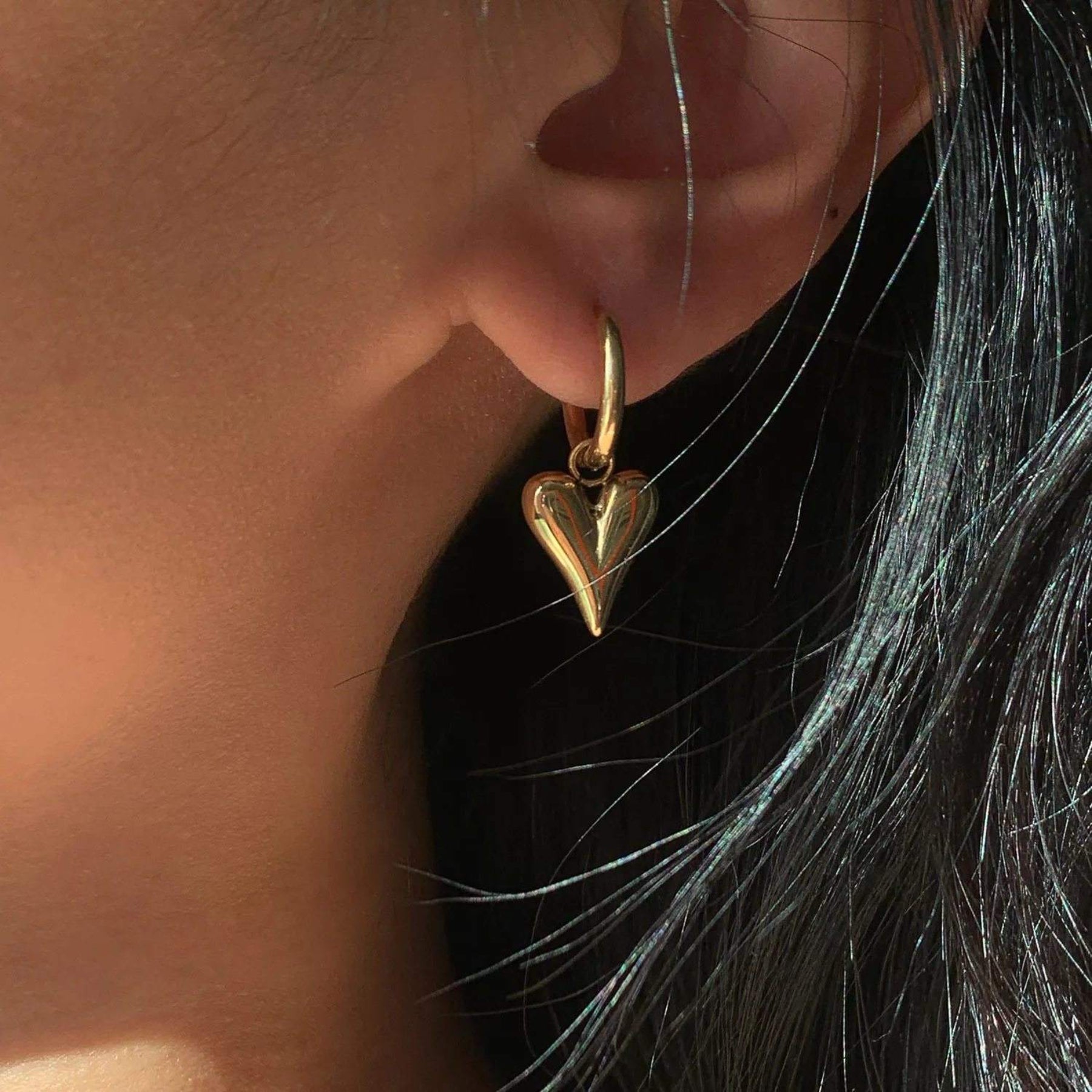 Salty Golden Heart Hoop Earrings