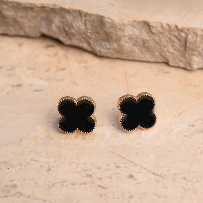Salty Noir Clover Bloom Studs