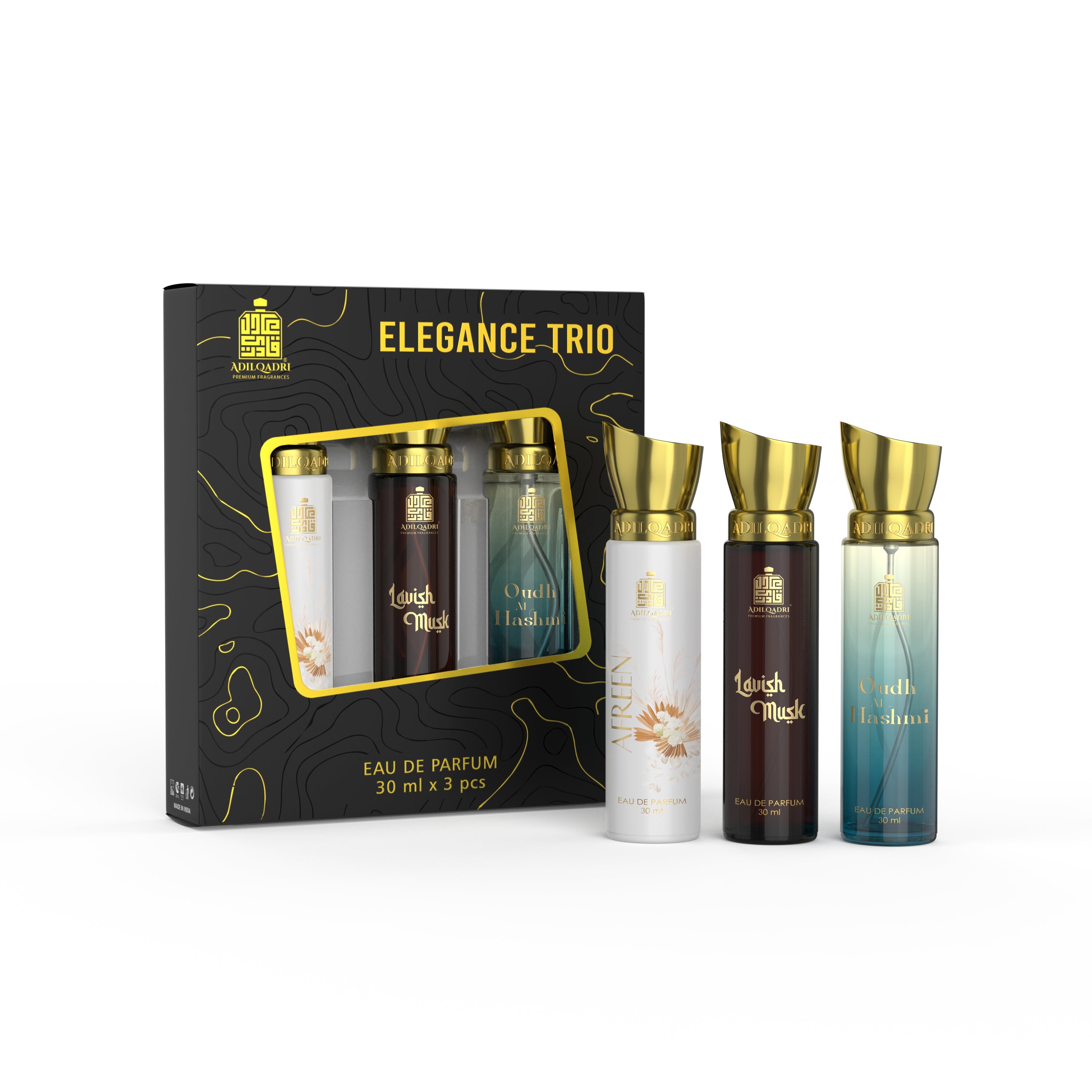 AdilQadri Elegance Trio 3 Pcs Premium Perfume Spray (30ml x 3)