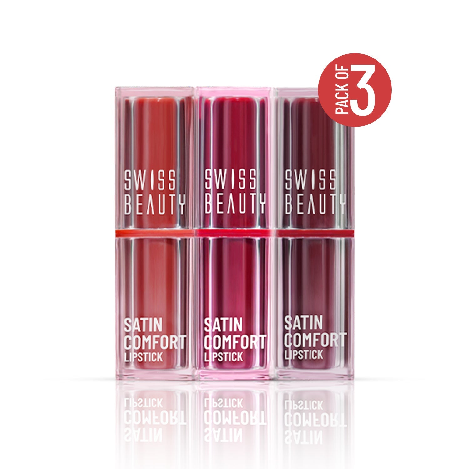Swiss Beauty Satin Comfort Lipstick Trio3-in-1