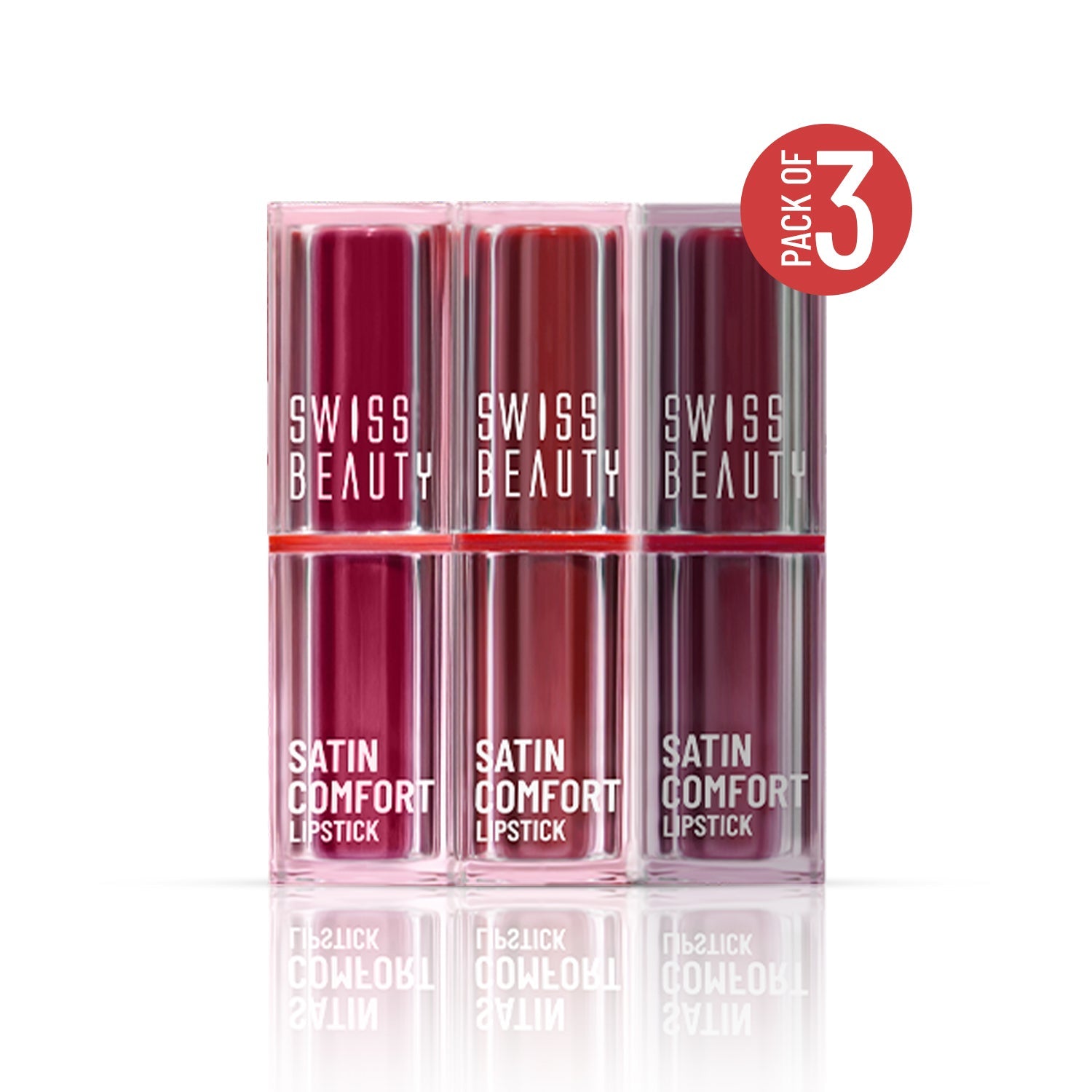Swiss Beauty Satin Comfort Lipstick Trio3-in-1