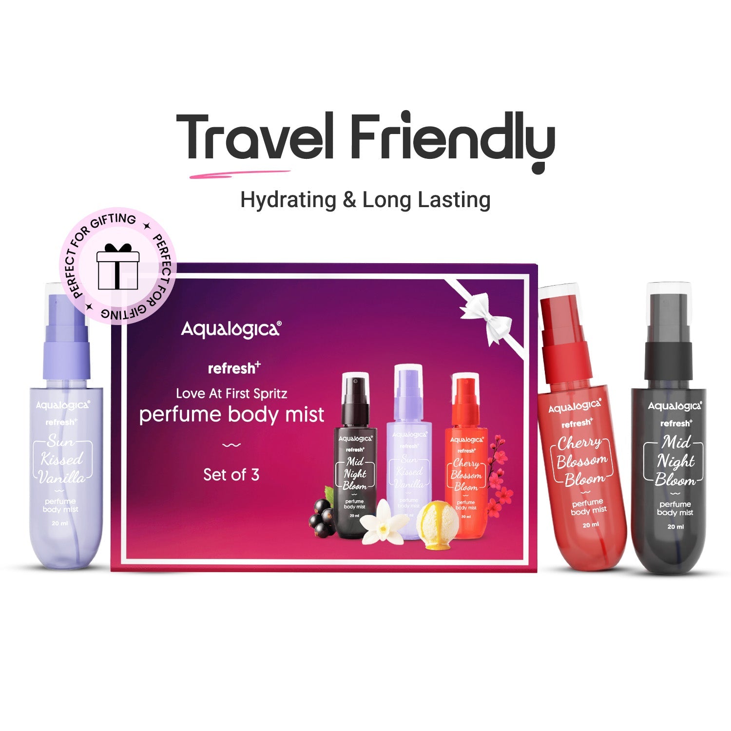 Aqualogica Refresh+ Love At First Spritz Set Of 3 (20ml) Perfume Body Mist