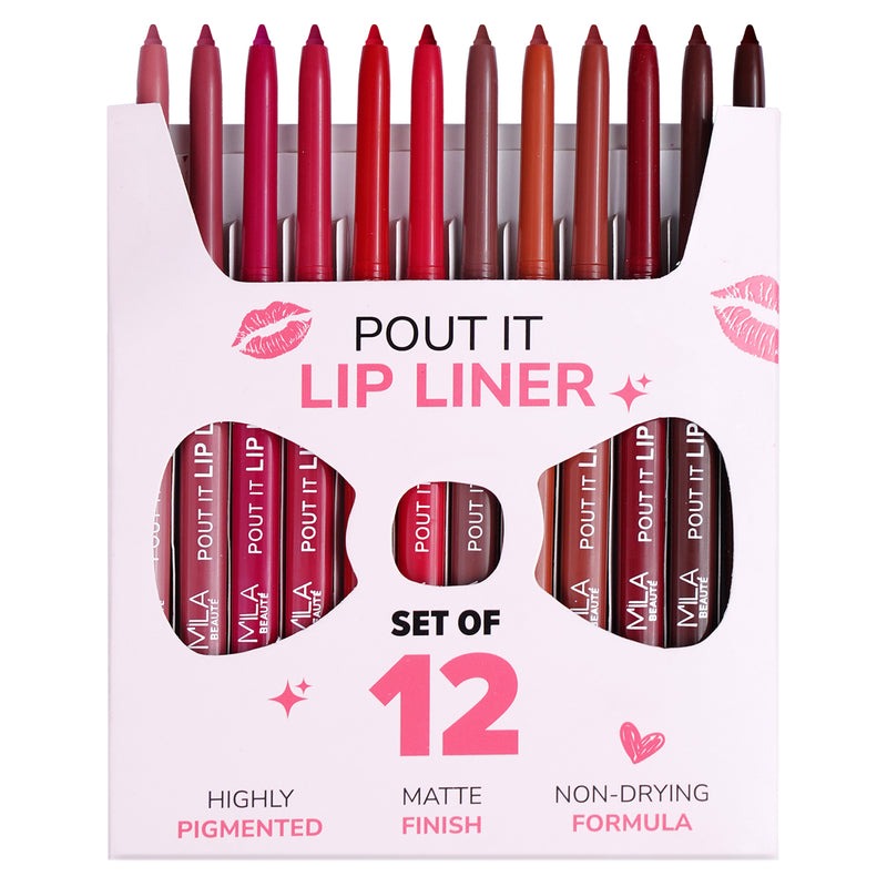 Mila Beaute Pout It Matte Lip Liner - Set of 12
