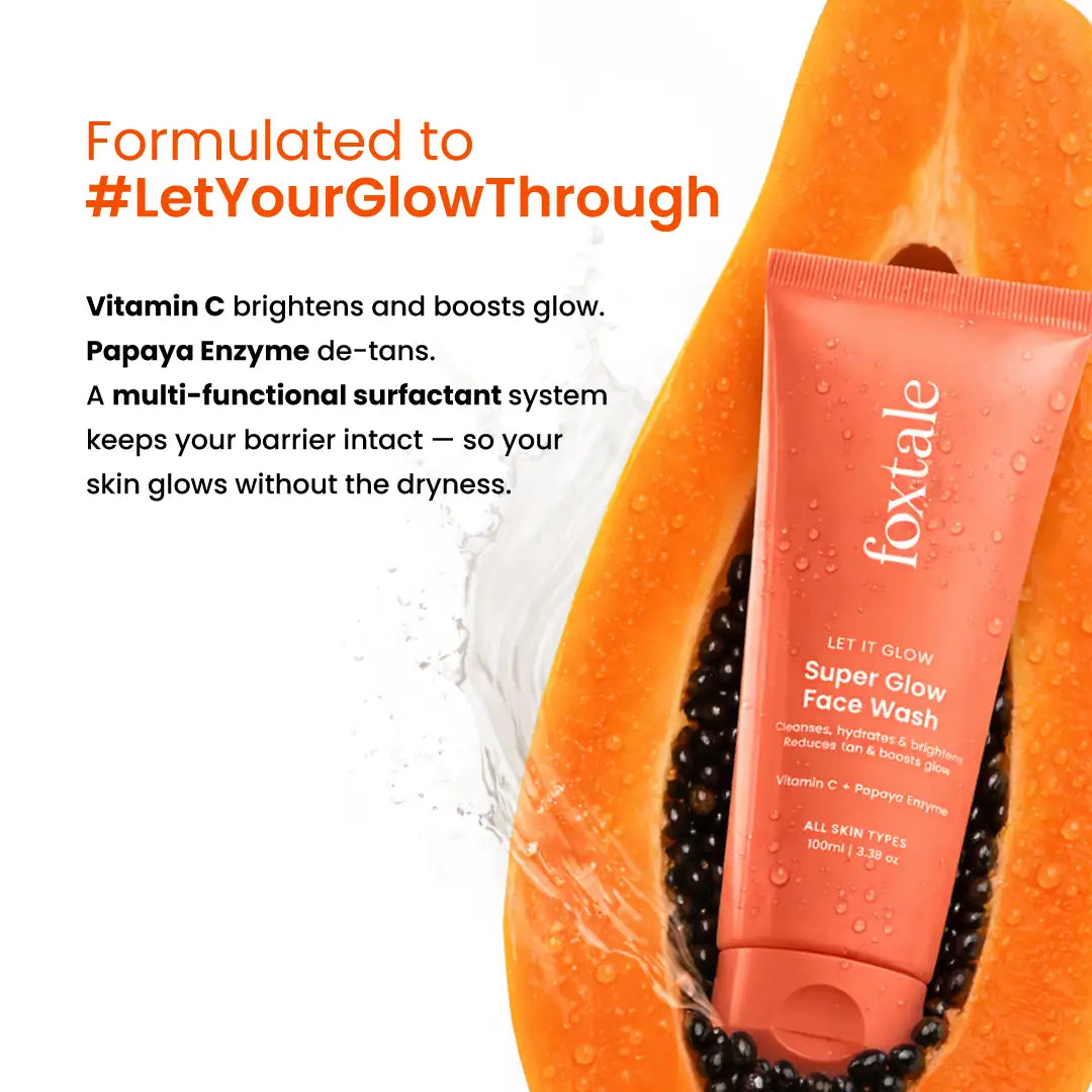 Foxtale Super Glow Moisturizer with Vitamin C + Super Glow Face Wash - 100ml (combo)