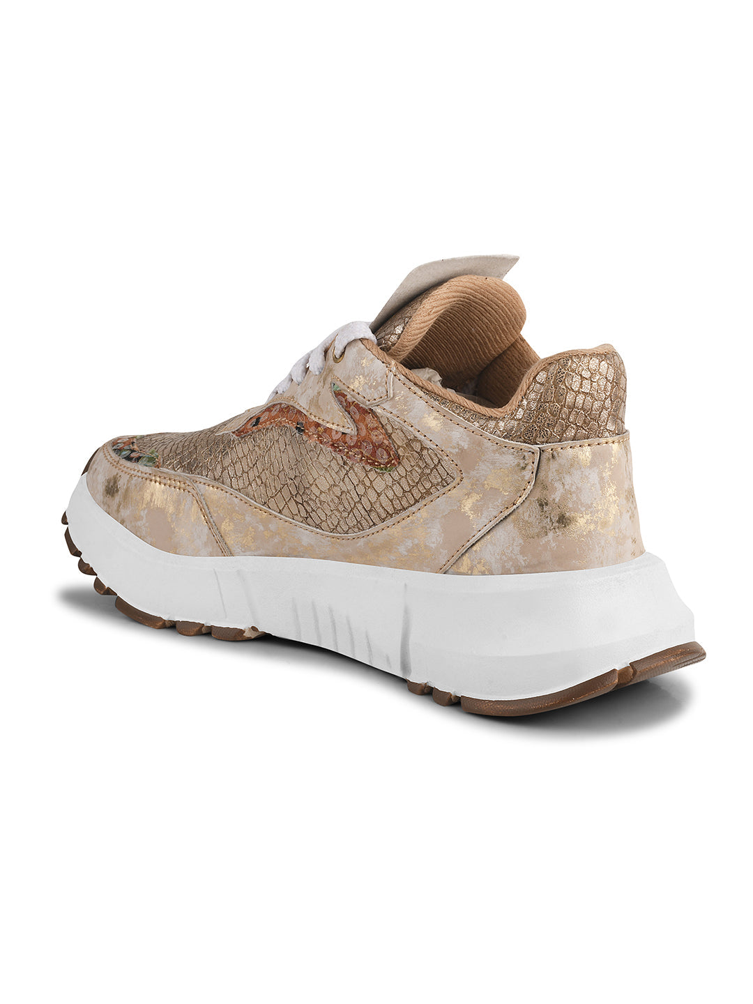 JM Looks Metallic Mesh Chunky Sneakers For Women